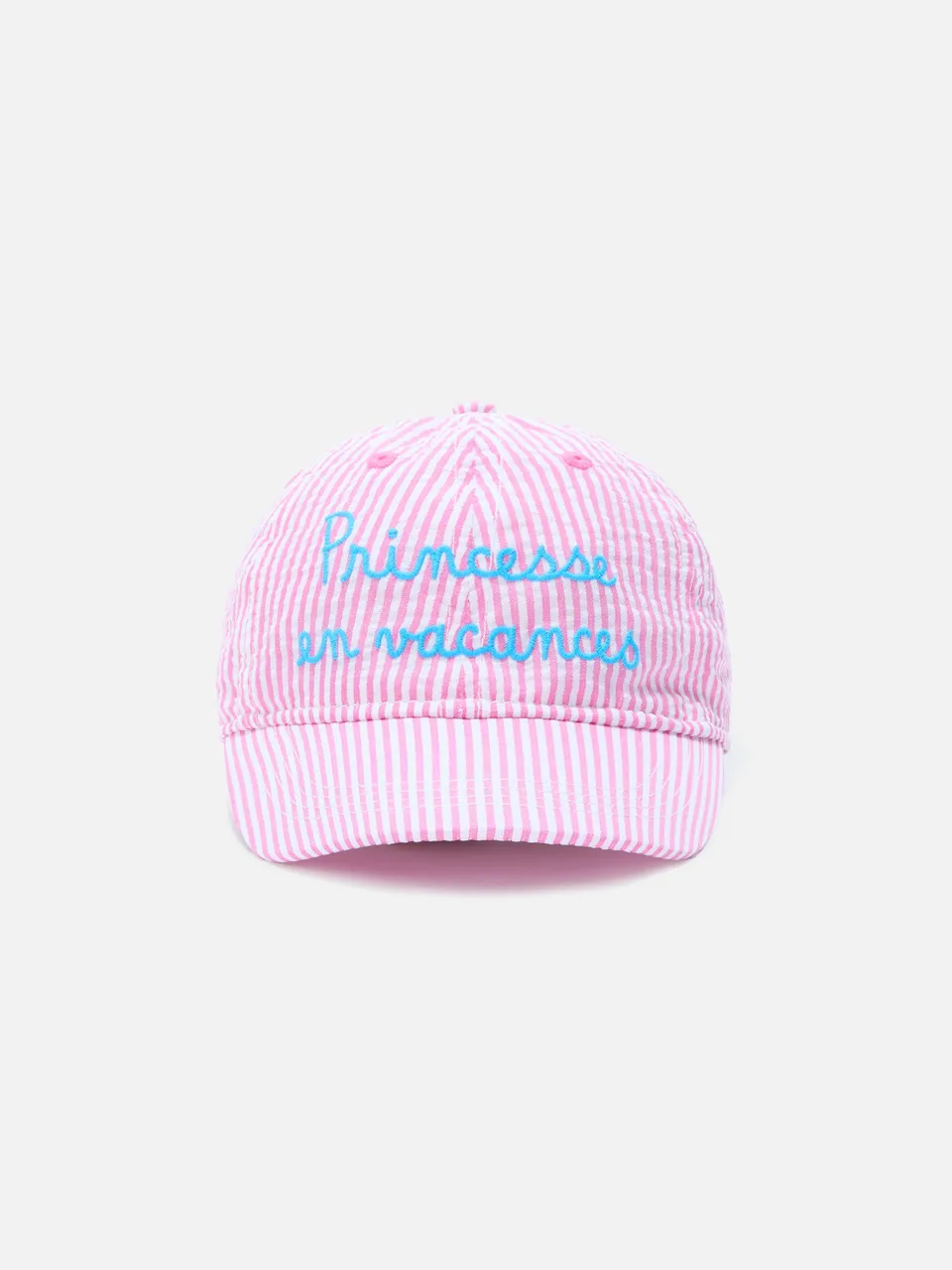 mc2-saint-barth-basb0008-cappellino-baseball-bambina-in-cotone-seersucker-rosa-e image 1