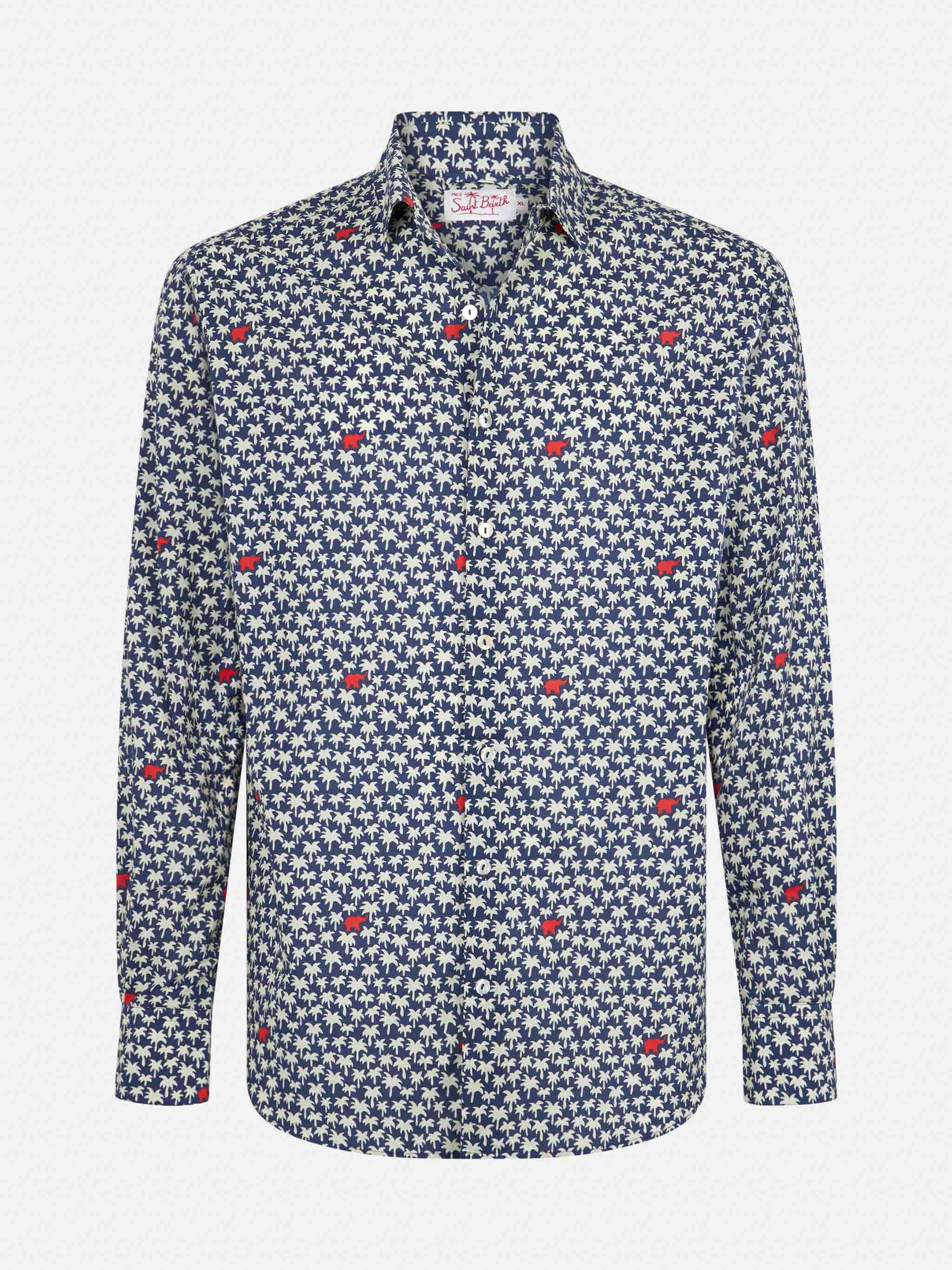 camicia-sikelia-mc2-saint-barth-in-mussola-di-cotone-con-stampa-palme-blu image 4