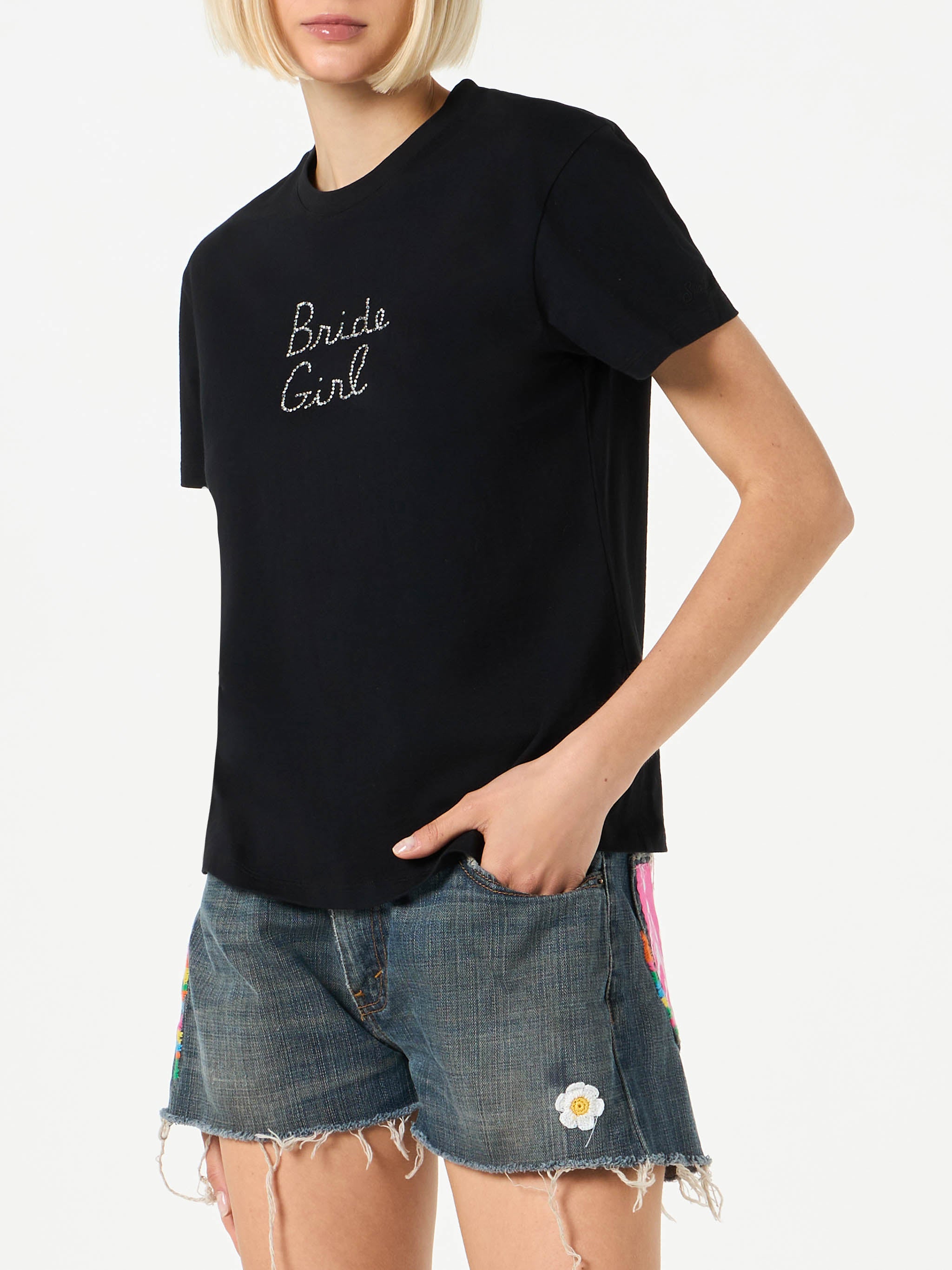 mc2-saint-barth-t-shirt-emilie-nera-con-ricamo-strass-bride-girl image 2