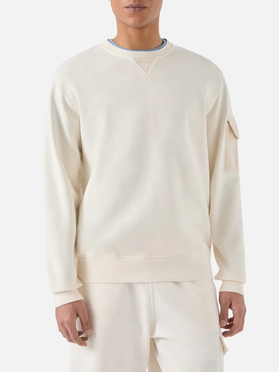 mc2-saint-barth-felpa-chester-uomo-in-cotone-crema-con-tasca-su-manica image 1