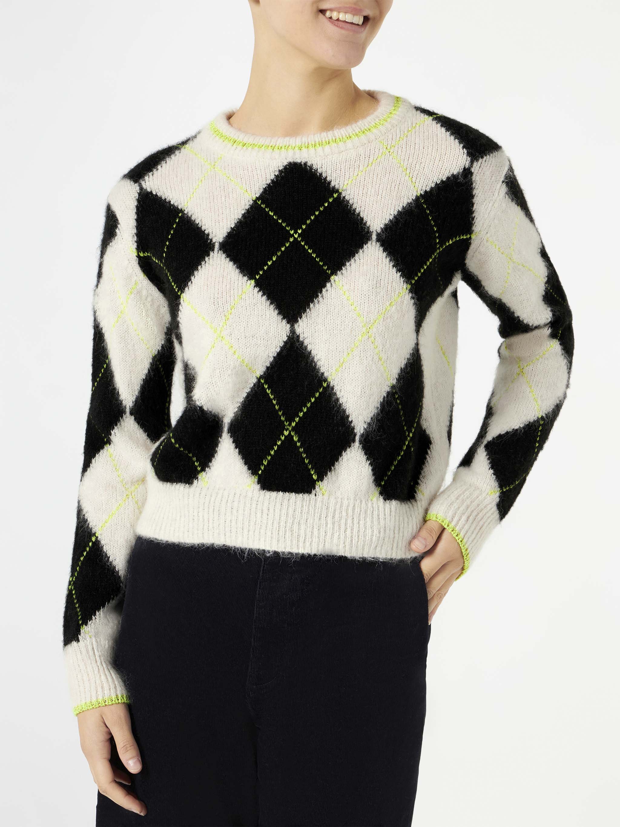 mc2-saint-barth-maglione-crop-new-queen-soft-nero-fantasia-argyle image 1