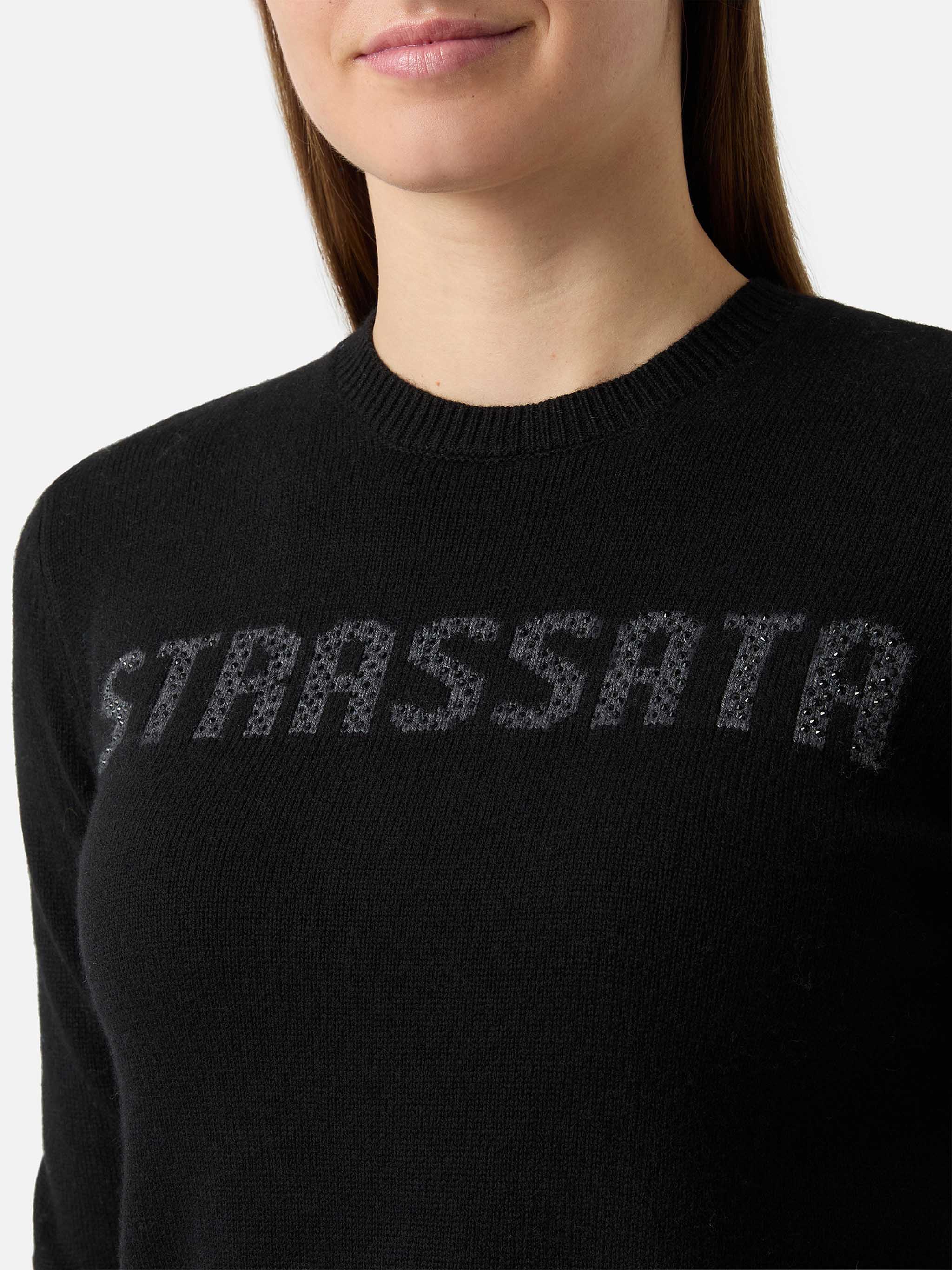 mc2-saint-barth-new-queen-maglione-girocollo-nero-strass-misto-cashmere image 2