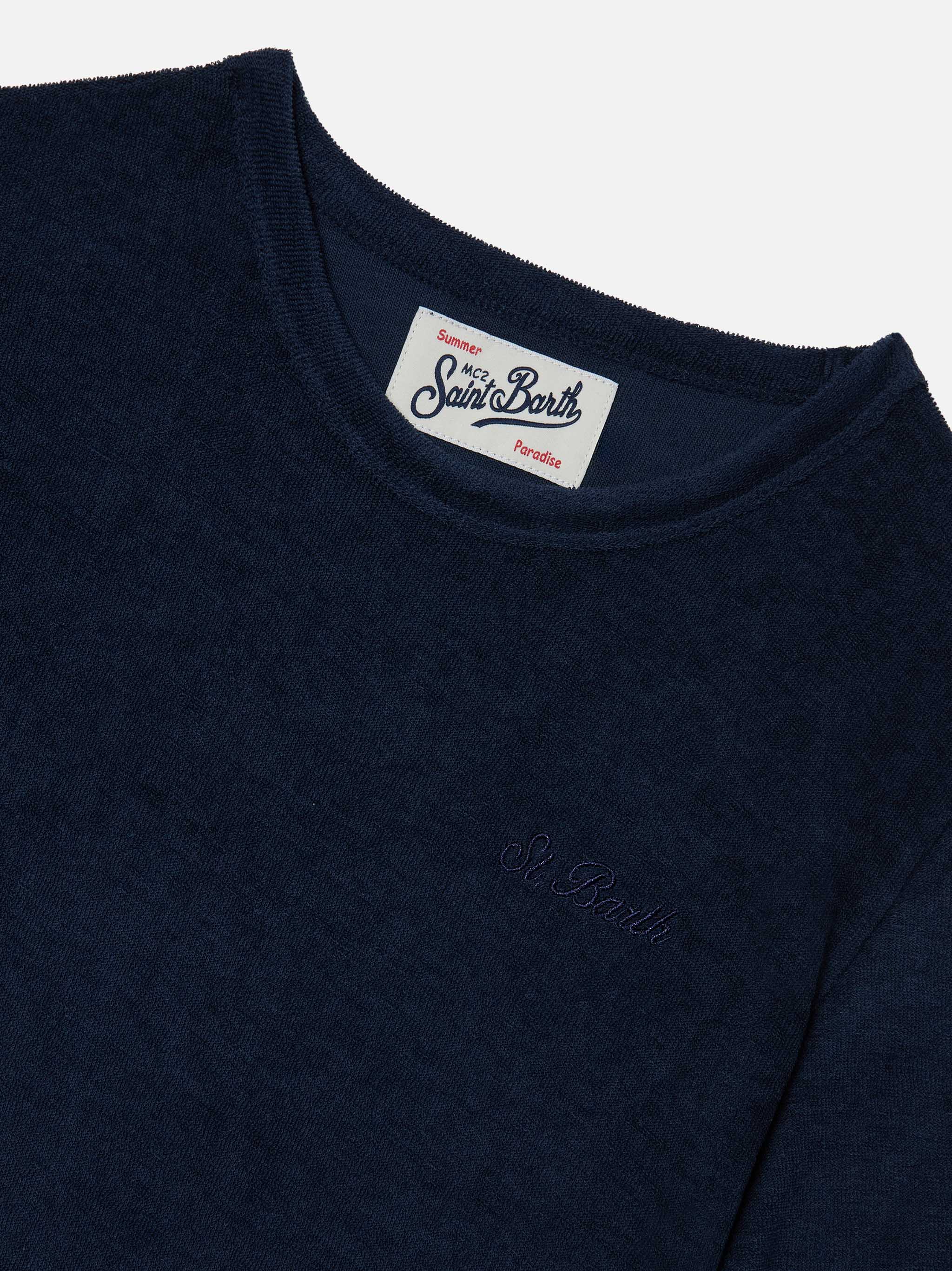 mc2-saint-barth-t-shirt-gary-jr-effetto-spugna-blu-navy-con-ricamo-logo image 2