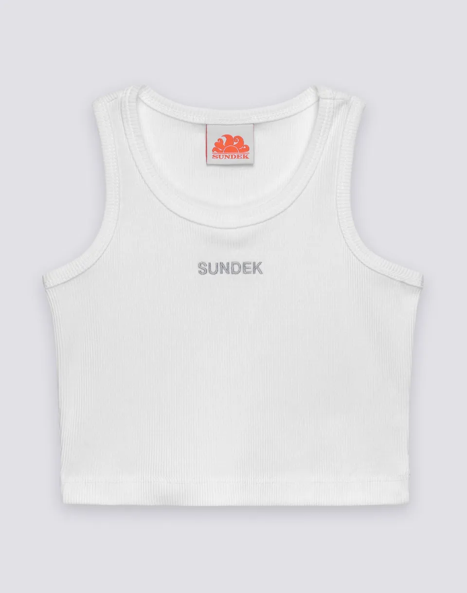 sundek-canotta-cropped-da-bambina-con-logo-ricamato image 1