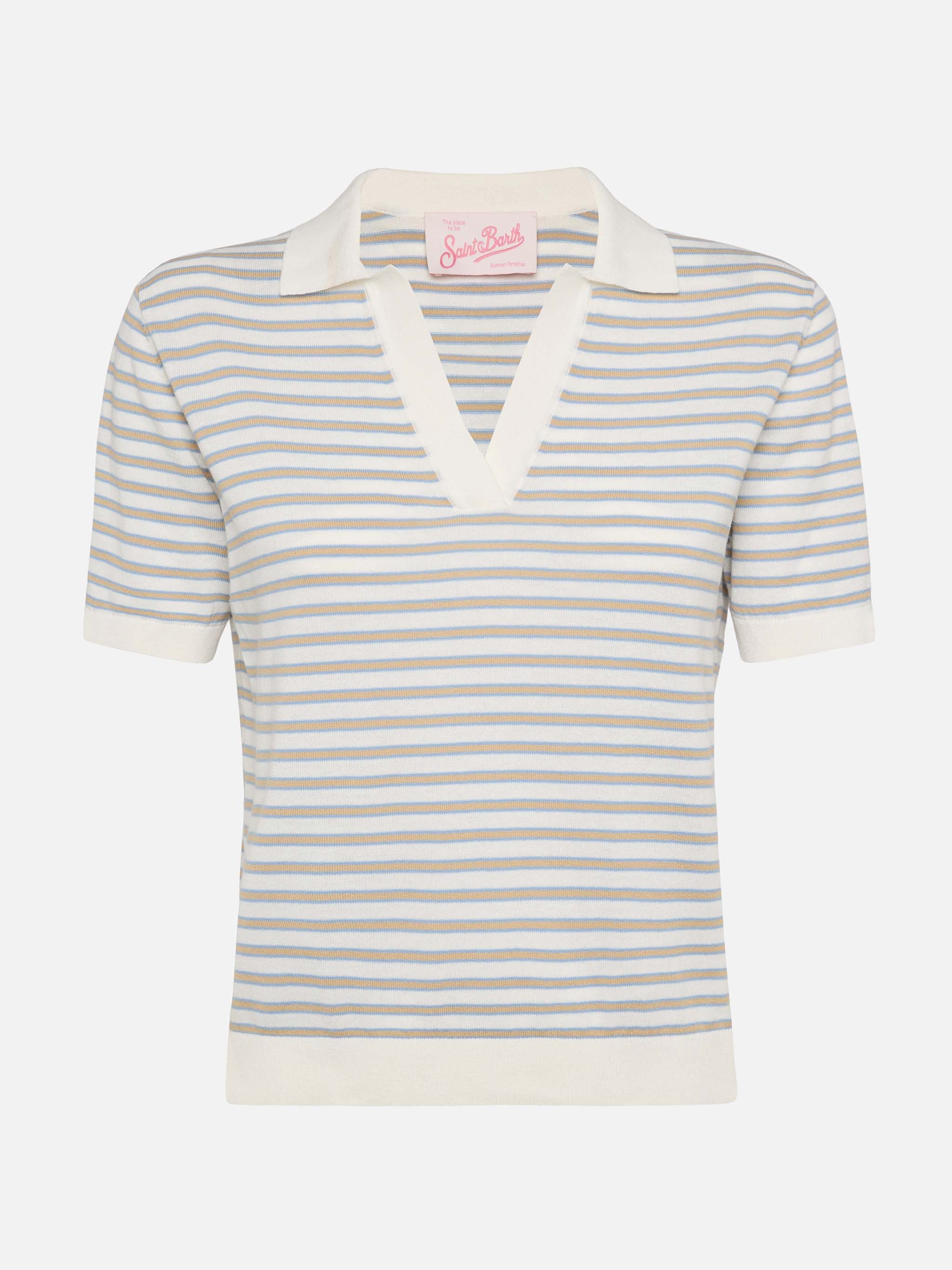 polo-evonne-in-maglia-a-righe-beige-mc2-saint-barth image 5