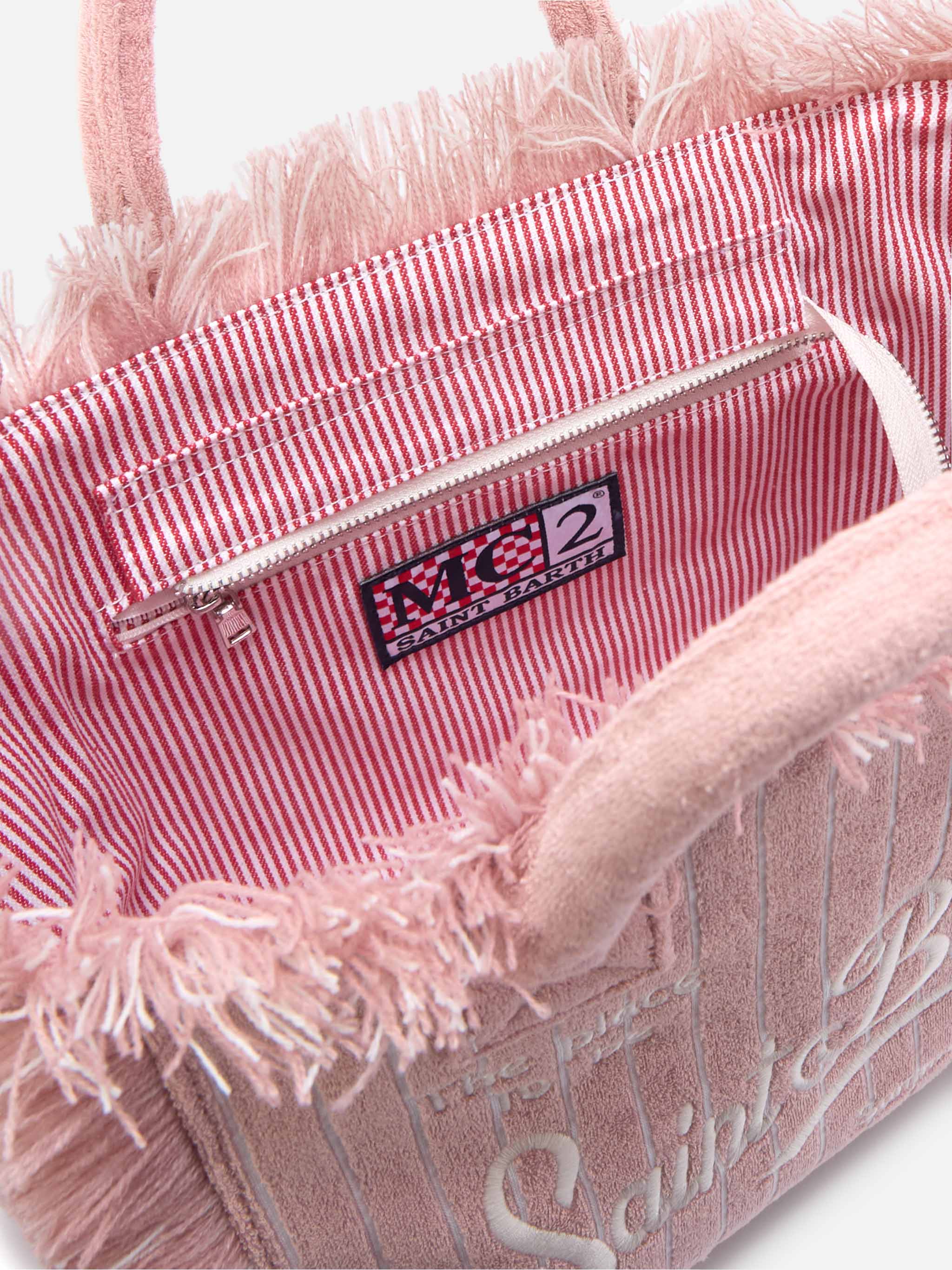 mc2-saint-barth-borsa-colette-spugna-a-righe-rosa-con-frange-e-tracolla image 5