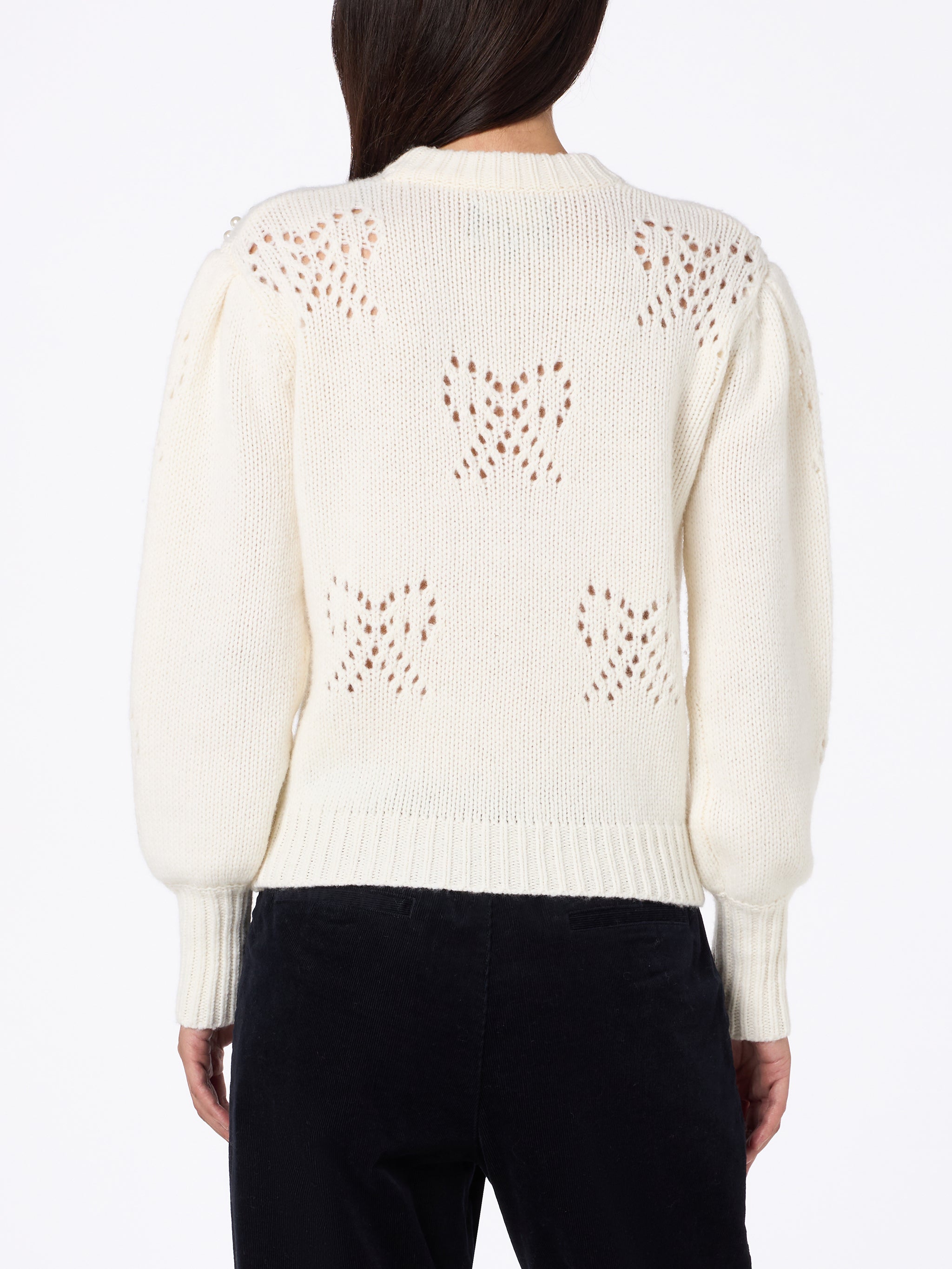 mc2-saint-barth-bloom-maglione-donna-bianco-girocollo-con-perline-perla-fiocco image 2