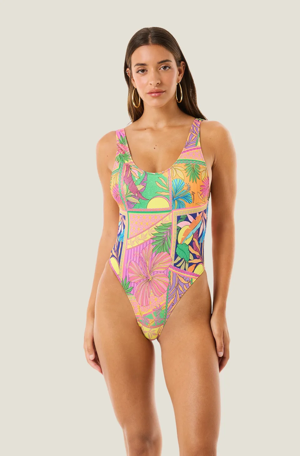 4giveness-pop-foulard-costume-intero-donna-in-lycra-stampata-tropical image 1