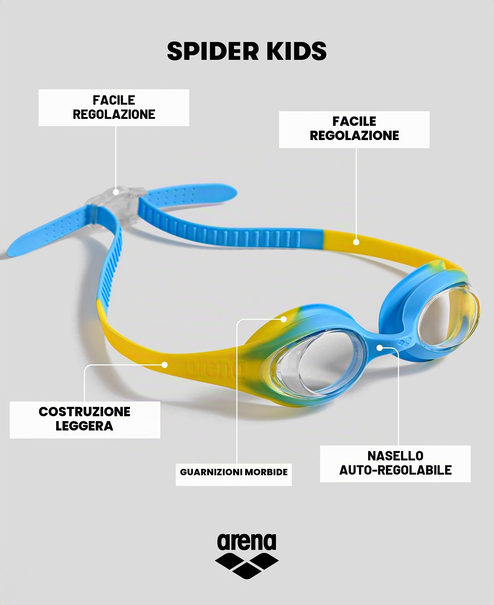arena-spider-kids-occhialini-nuoto-bambini-2-5-anni-lenti-scure image 2