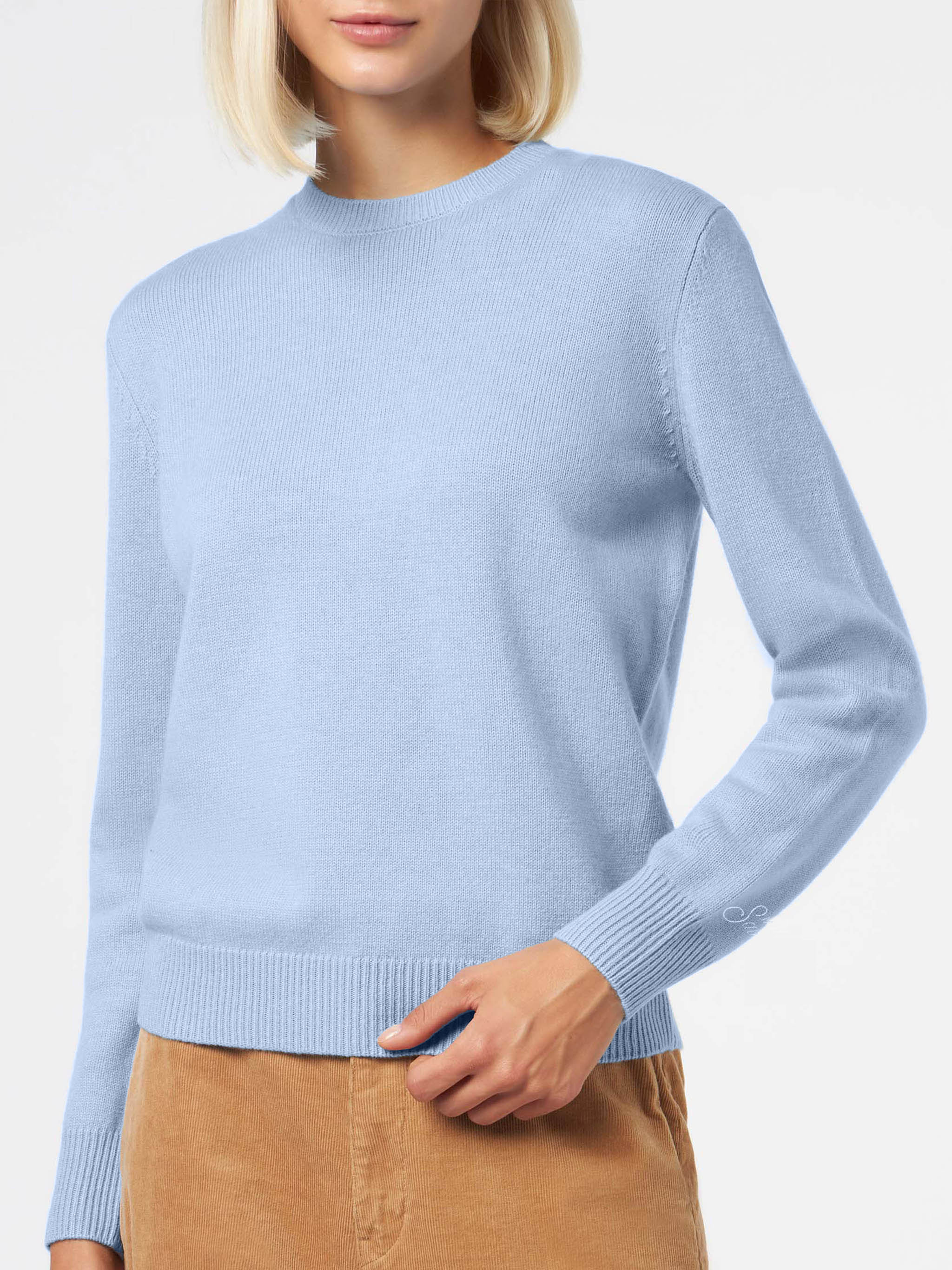 mc2-saint-barth-sorbonne-maglione-donna-in-100-cashmere-azzurro-girocollo image 1