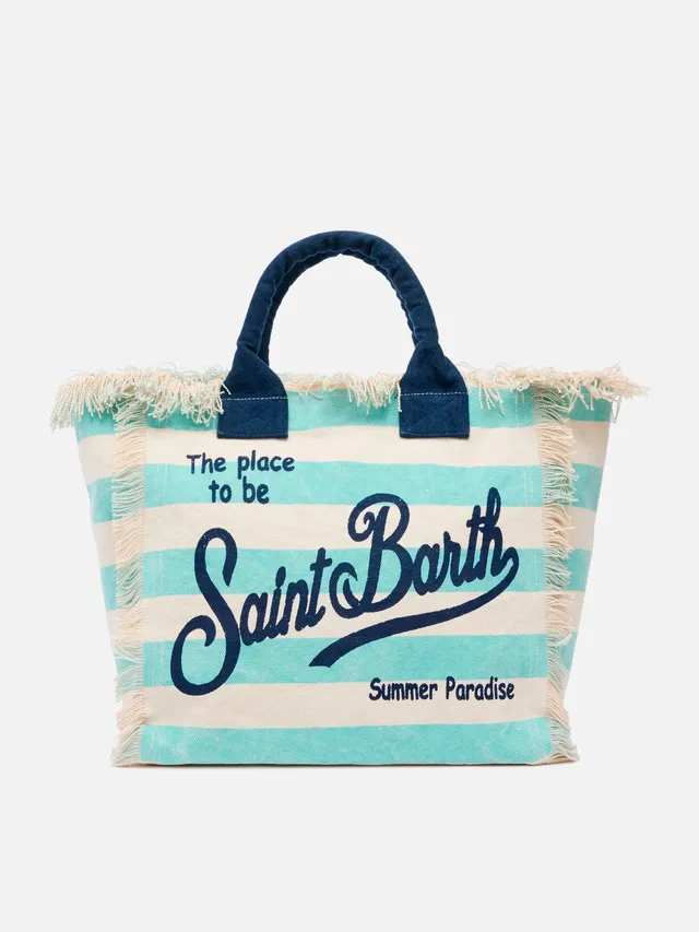 mc2-saint-barth-vanity-borsa-a-spalla-canvas-cotone-righe-verde-acqua image 1