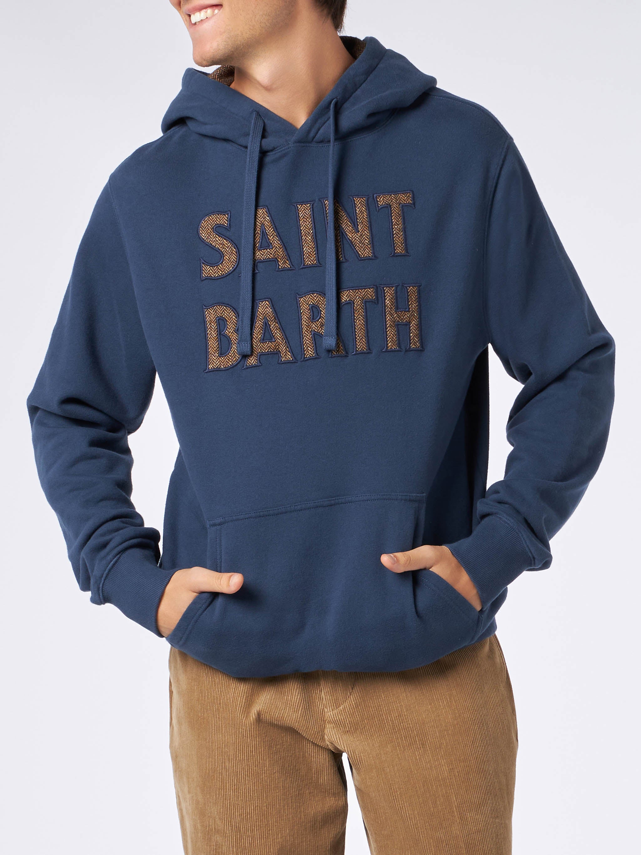 mc2-saint-barth-tribeca-felpa-uomo-con-cappuccio-blu-con-patch image 1