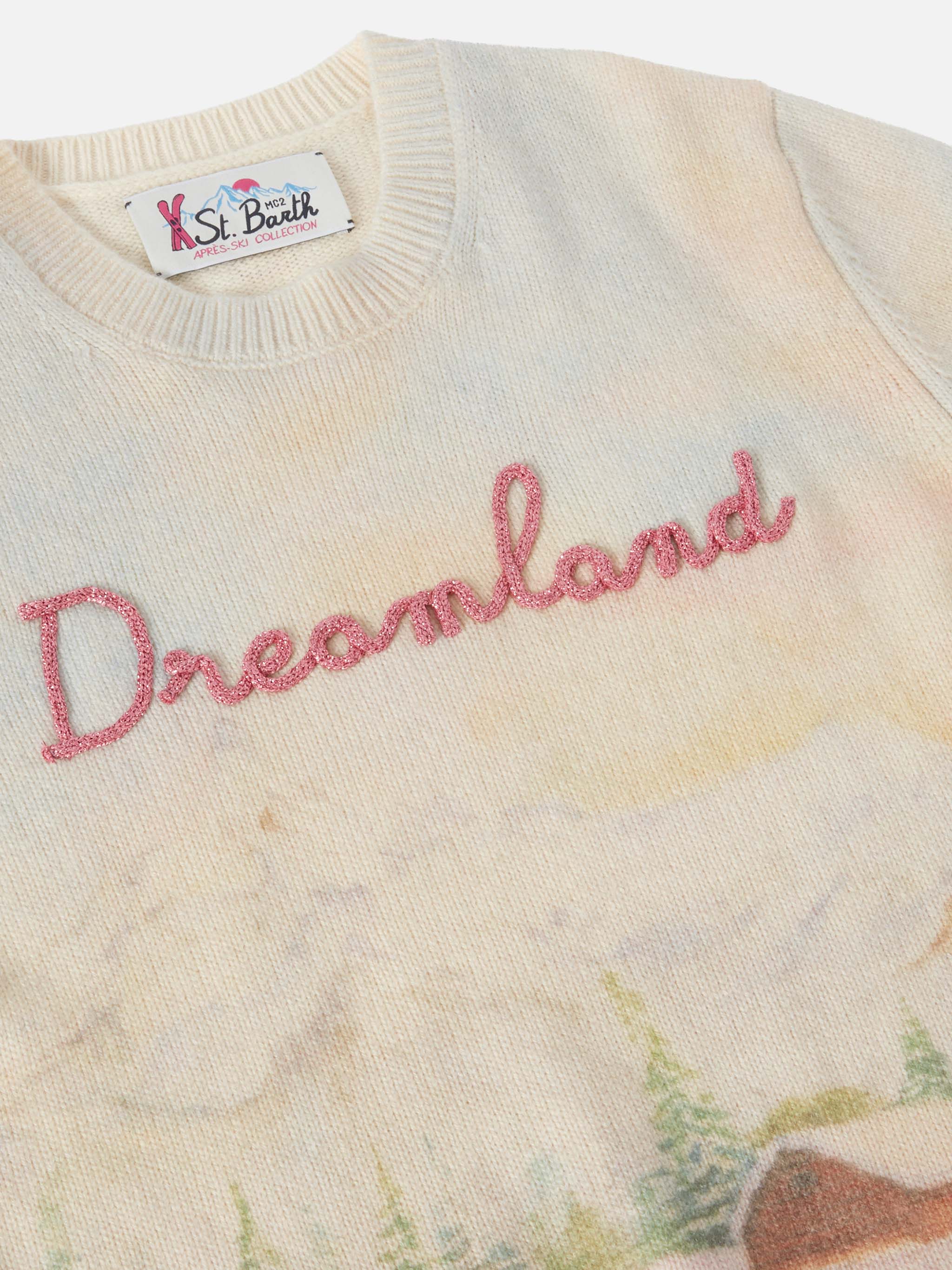 mc2-saint-barth-girocollo-princess-bianco-con-stampa-montagna-e-ricamo-dreamland image 2
