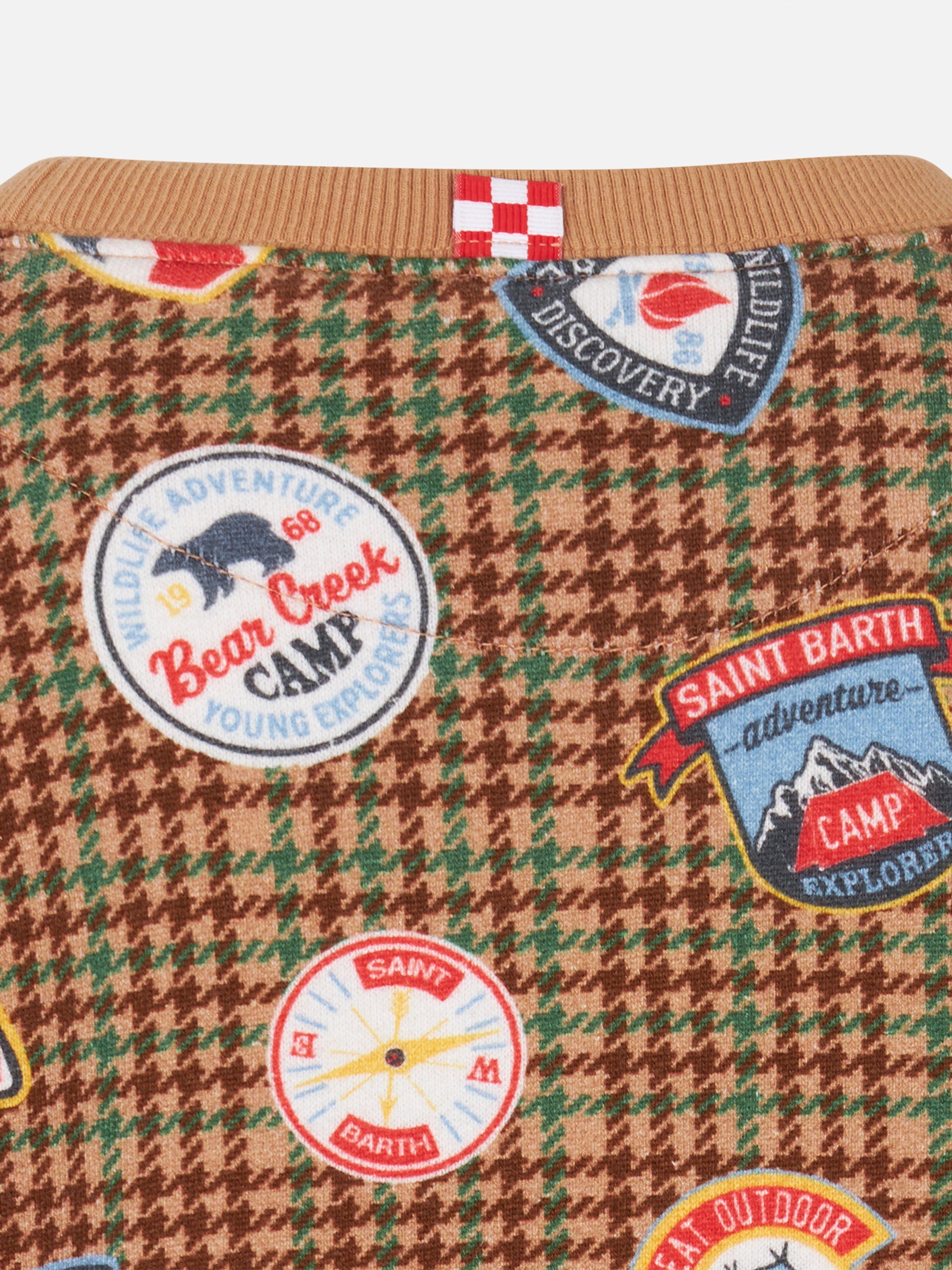 mc2-saint-barth-felpa-bambino-girocollo-patch-pied-de-poule-bianca image 3