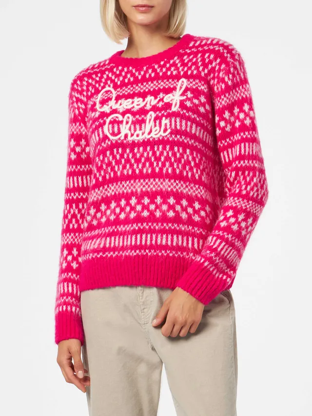 mc2-saint-barth-new-queen-que0025-maglia-donna-fucsia-queen-of-chalet-fair-isle image 1
