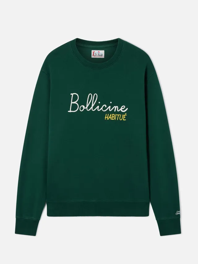 mc2-saint-barth-soho-felpa-girocollo-uomo-cotone-verde-bollicine-habitu image 1
