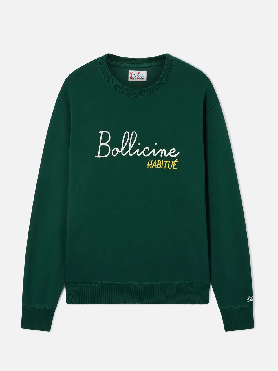 mc2-saint-barth-soho-felpa-girocollo-uomo-cotone-verde-bollicine-habitu image 1