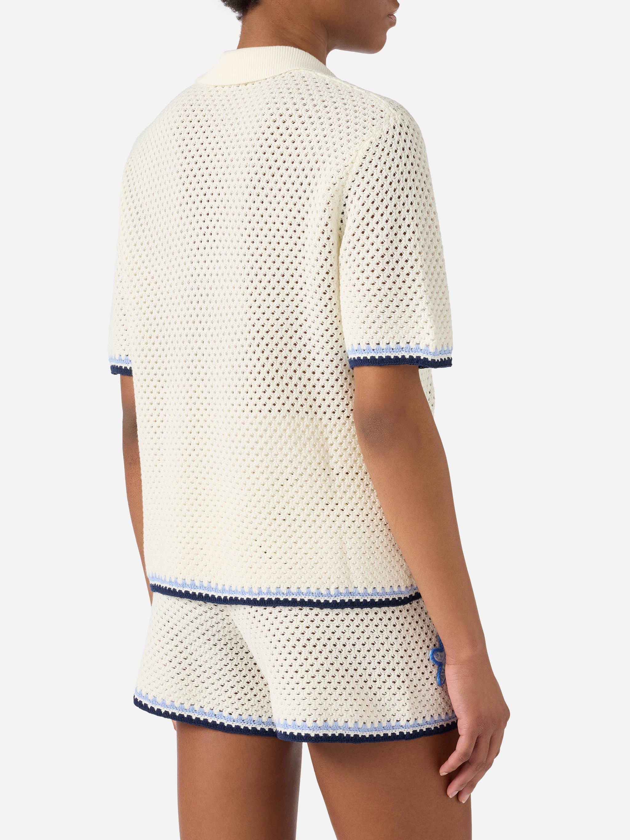 mc2-saint-barth-polo-pixie-donna-maglia-traforata-bianca-patch-marine image 3