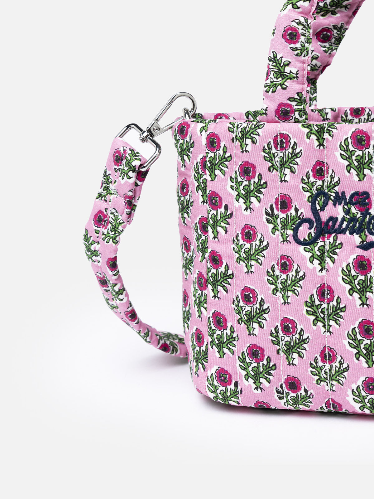 mc2-saint-barth-borsa-soft-tote-mini-trapuntata-rosa-a-fiori-con-tracolla image 2