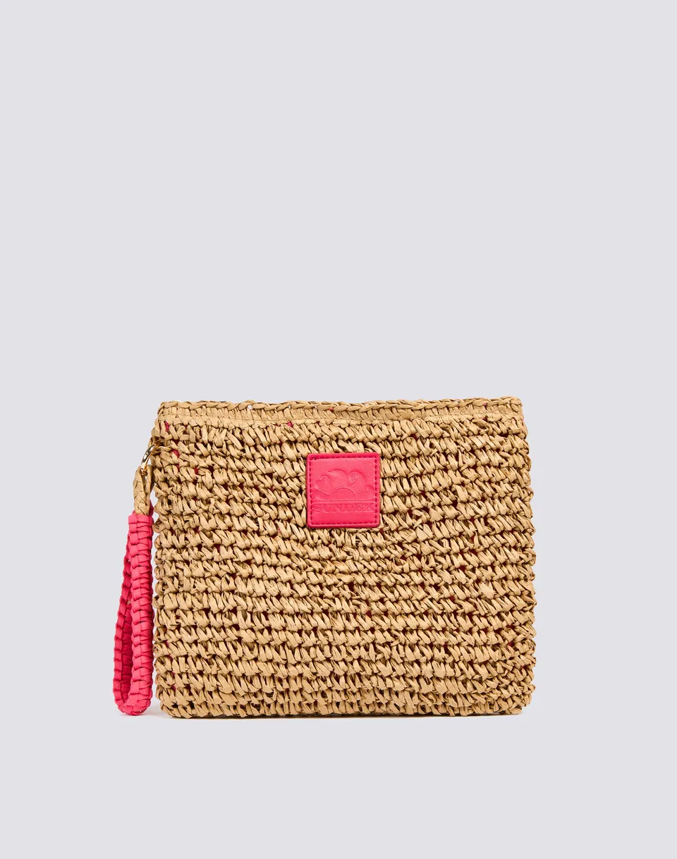 sundek-mini-borsa-paper-straw-effetto-paglia-con-zip image 1