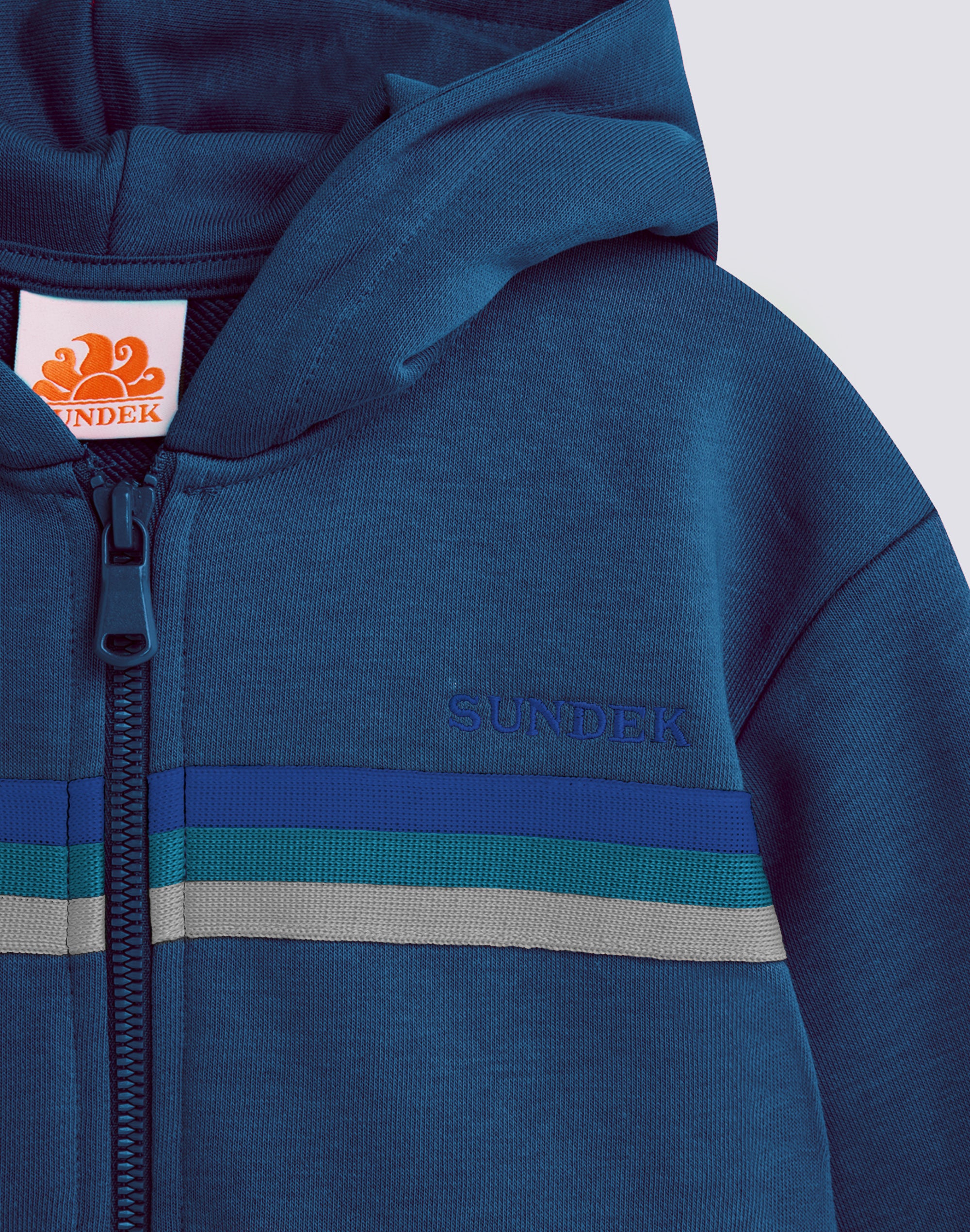 sundek-goldenwave-felpa-bambino-con-cappuccio-full-zip-arcobaleno-tricolore image 3
