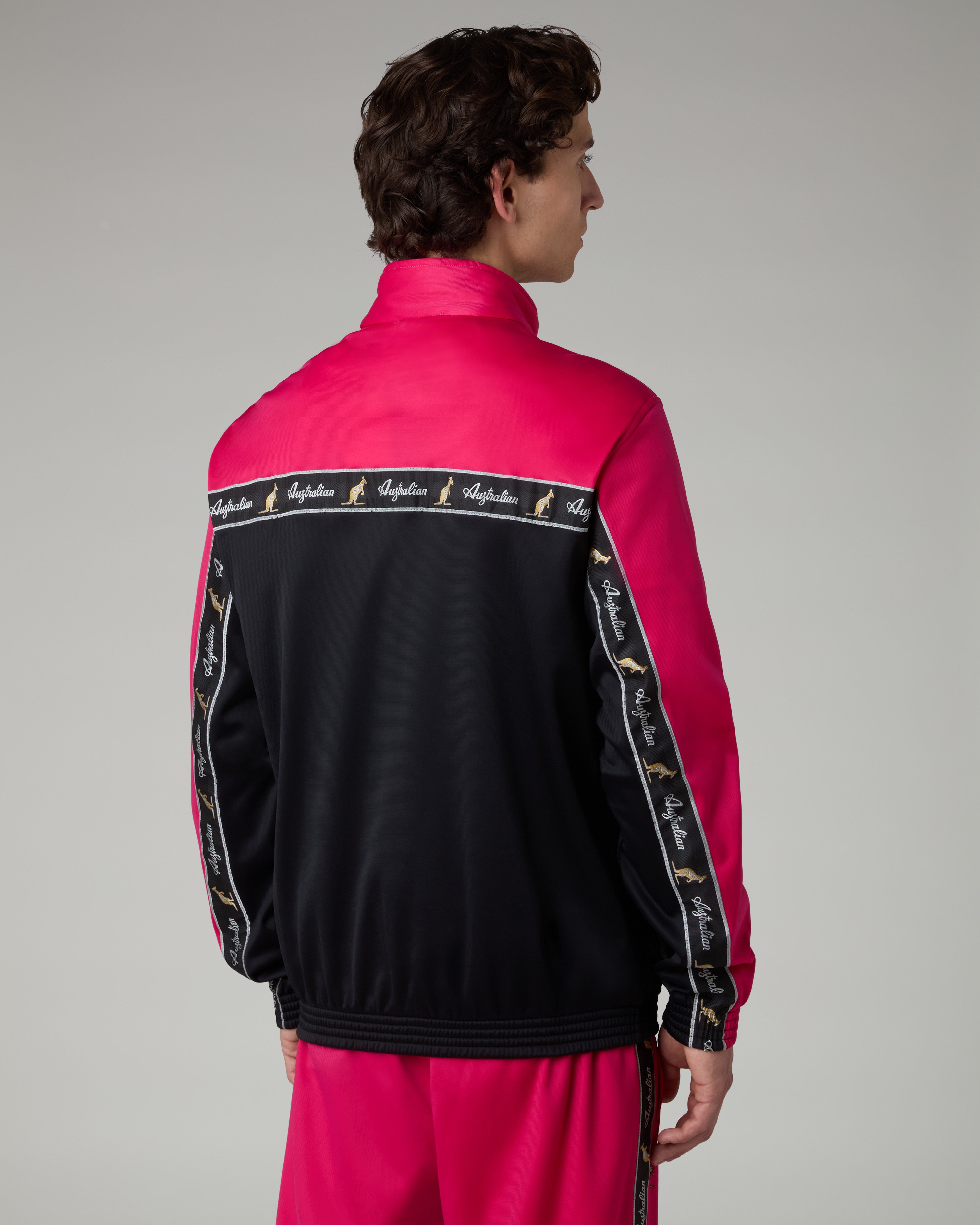 australian-duo-track-jacket-giacca-in-acetato-fuxia-con-banda image 3