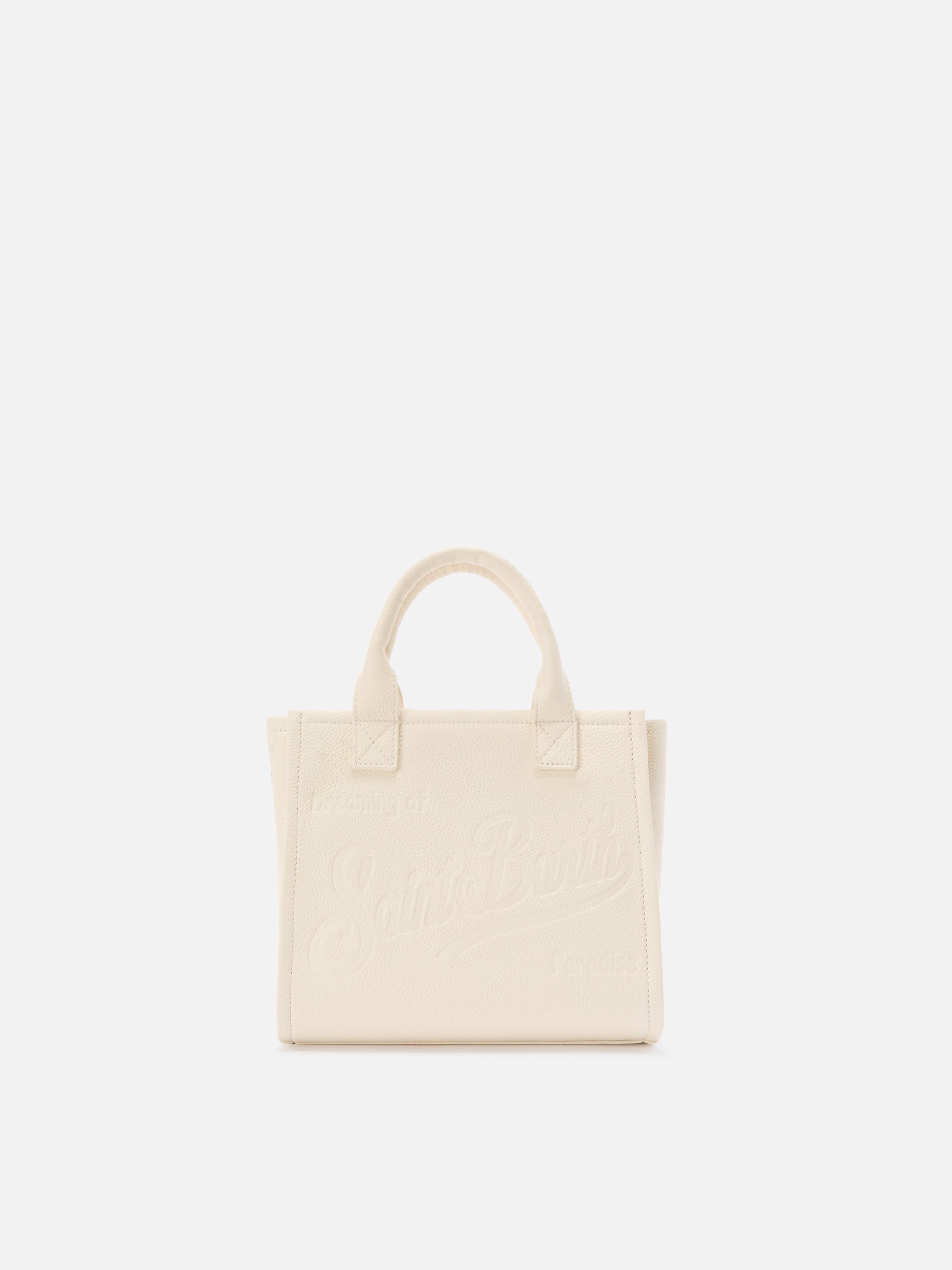 mc2-saint-barth-vanity-medium-borsa-a-mano-in-pelle-martellata-avorio image 1