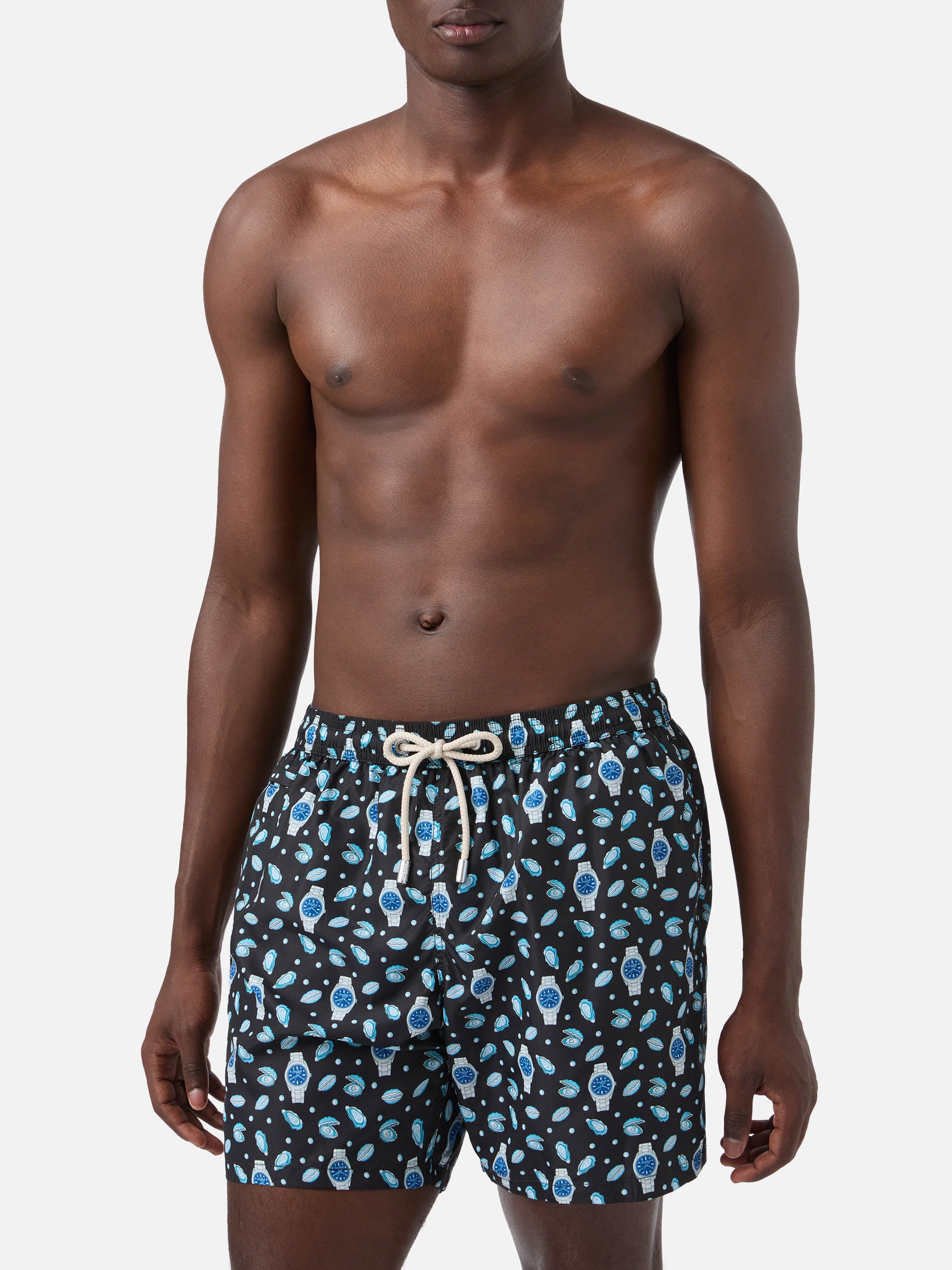 mc2-saint-barth-costume-mare-lighting-micro-nero-stampa-ostriche-e-orologi image 3