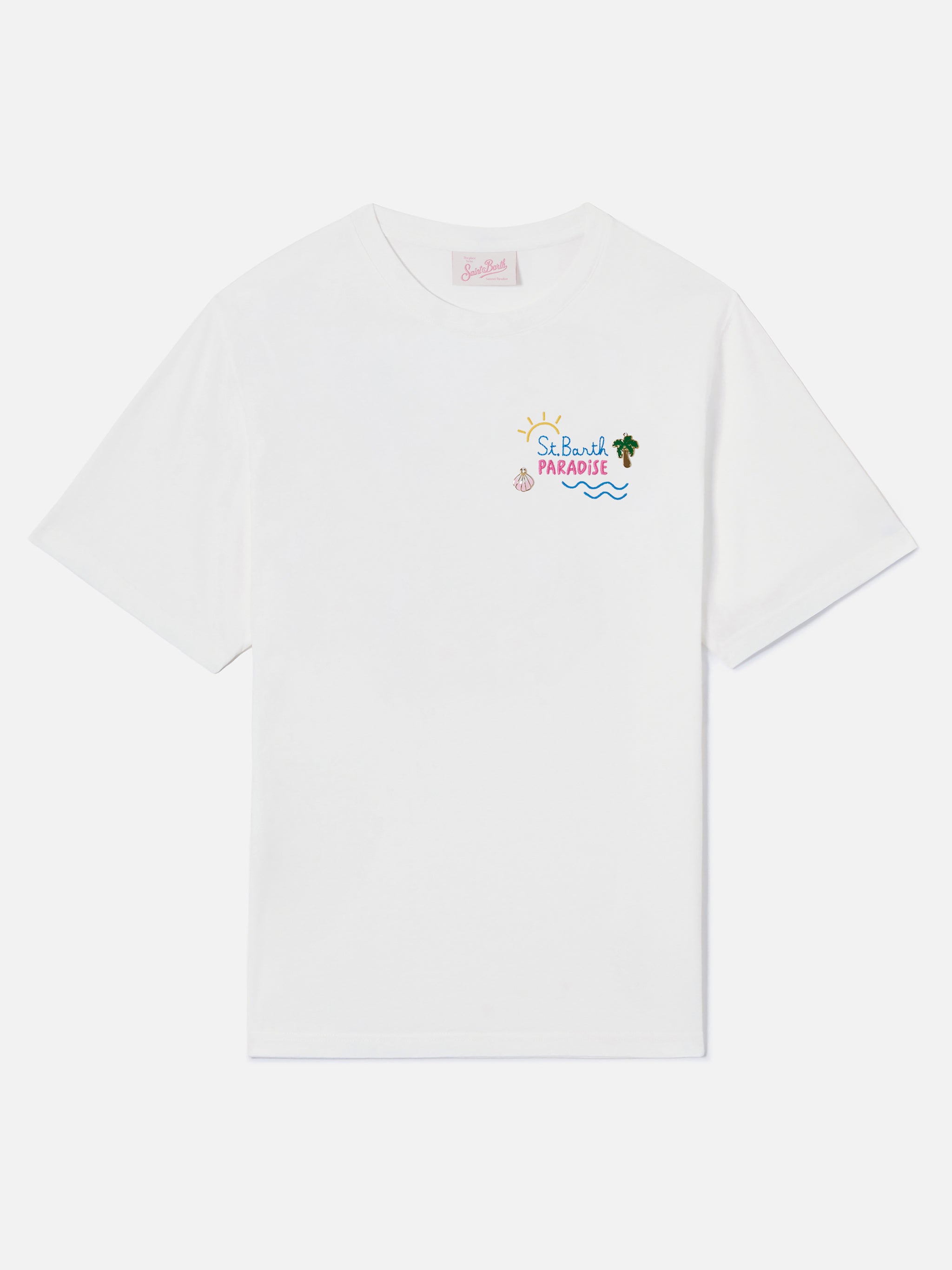 mc2-saint-barth-t-shirt-emilie-bianca-con-ricamo-charm-st-barth-paradise image 3