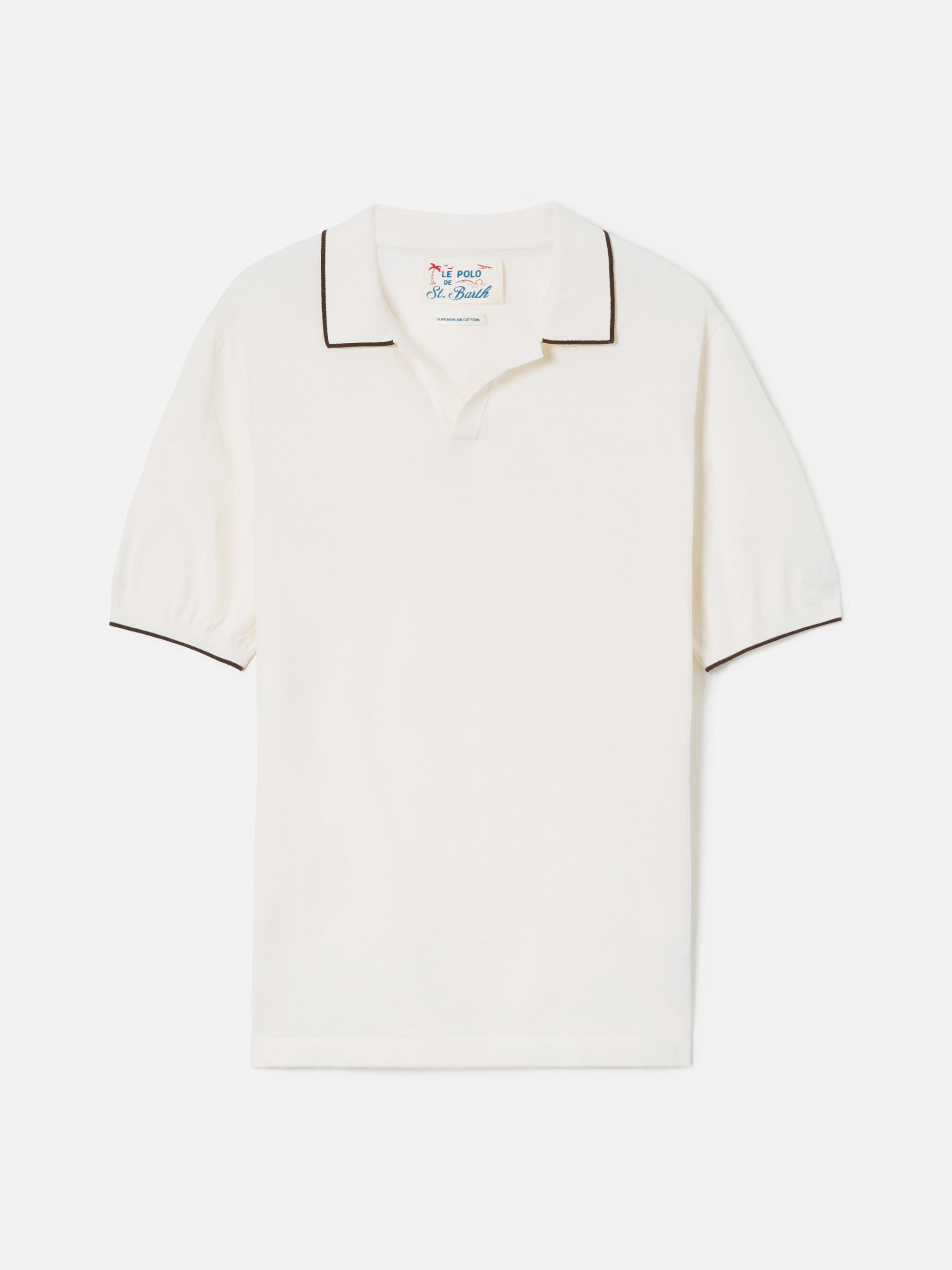 mc2-saint-barth-polo-sloan-in-cotone-high-twist-beige-con-profili-a-contrasto-uo image 6