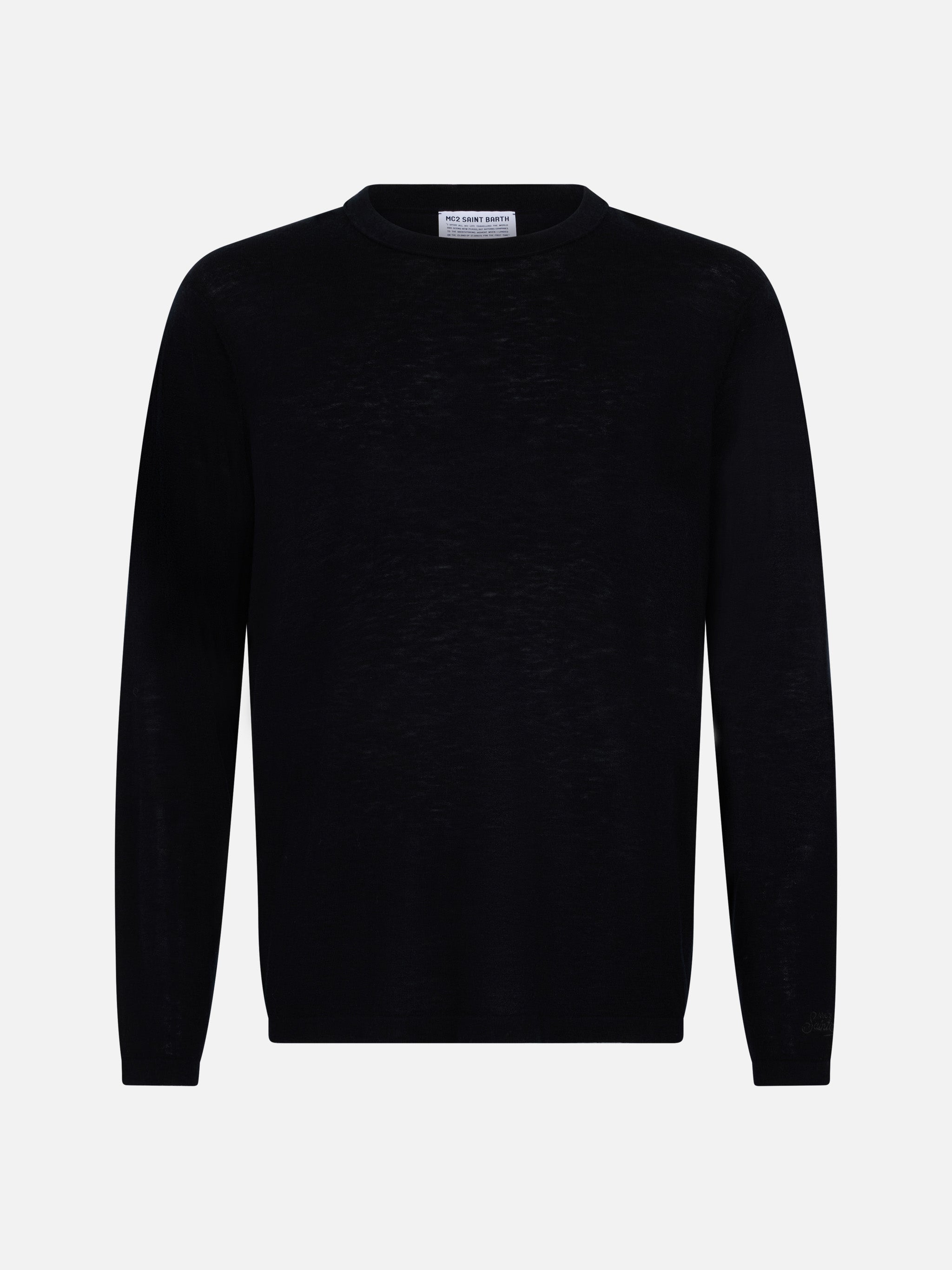 mc2-saint-barth-scott-t-shirt-uomo-blu-navy-in-lana-merino-e-cashmere image 1