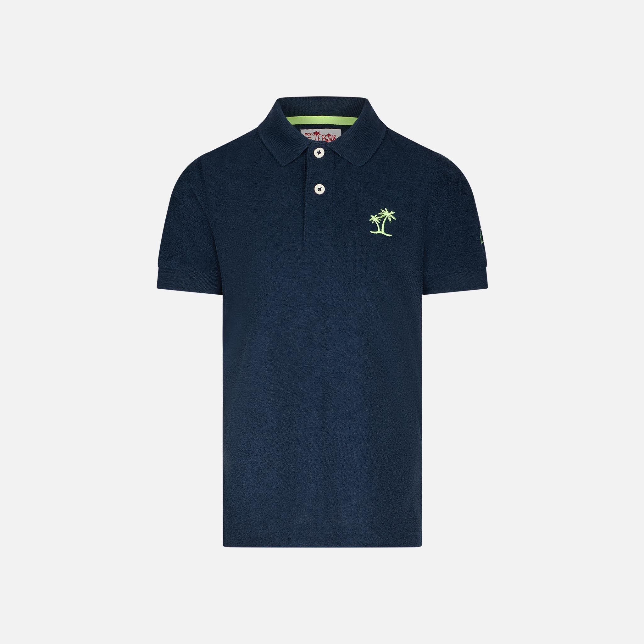 mc2-saint-barth-polo-da-bambino-in-spugna-blu-con-ricamo-palme image 1