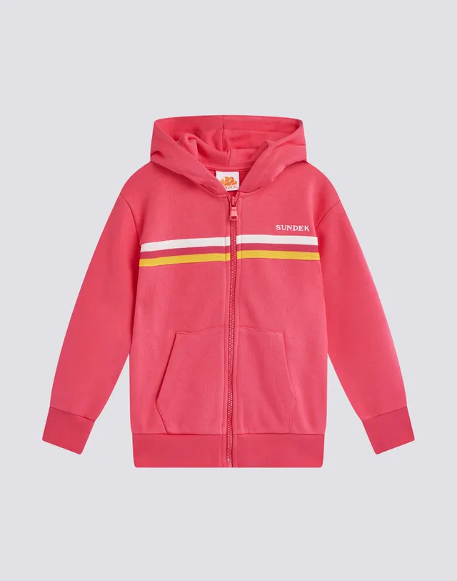 sundek-felpa-bambina-con-cappuccio-full-zip-e-tricolore-arcobaleno image 1