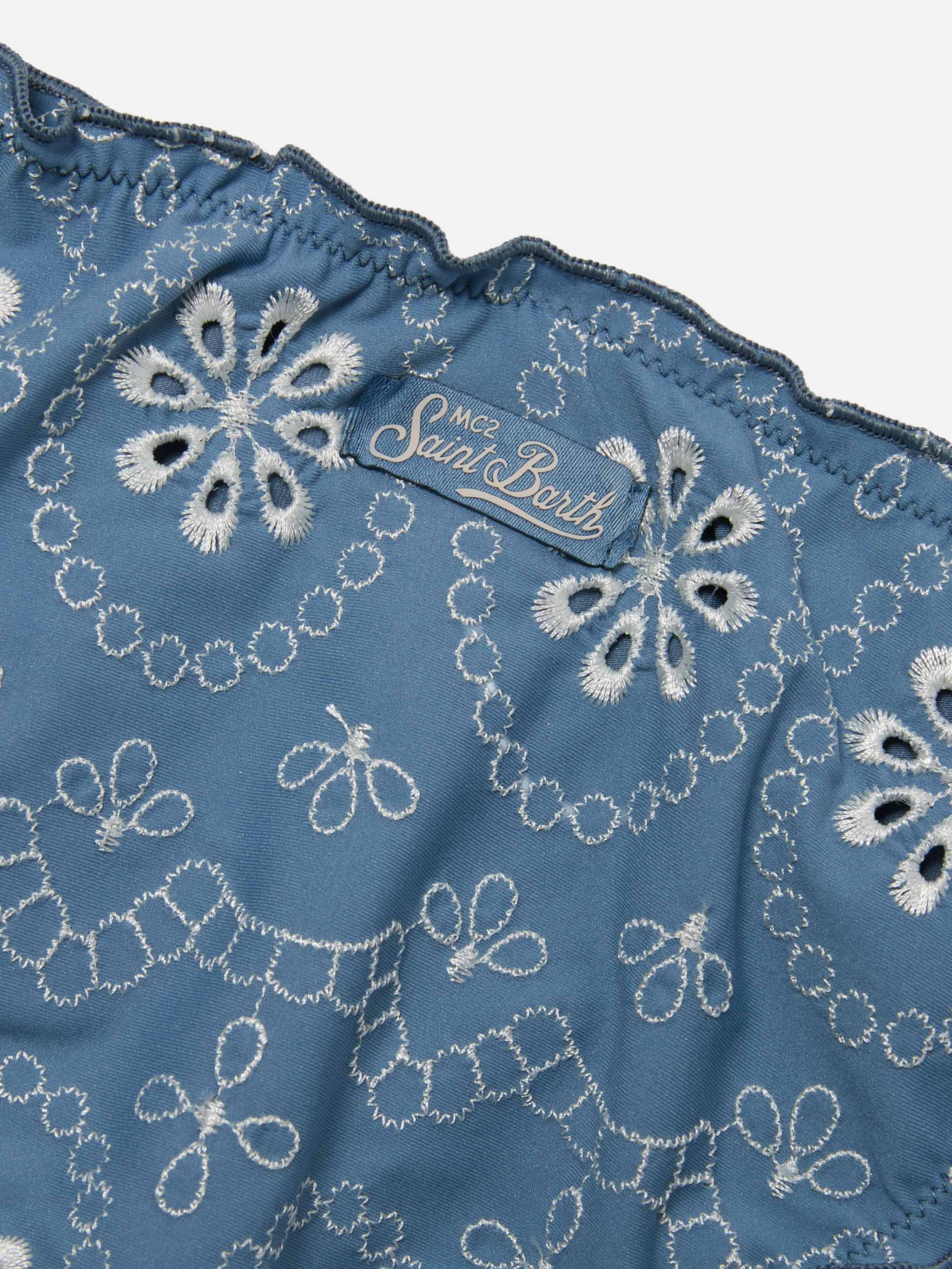 mc2-saint-barth-bikini-cris-bambina-sangallo-blu-triangolo-arricciato image 3