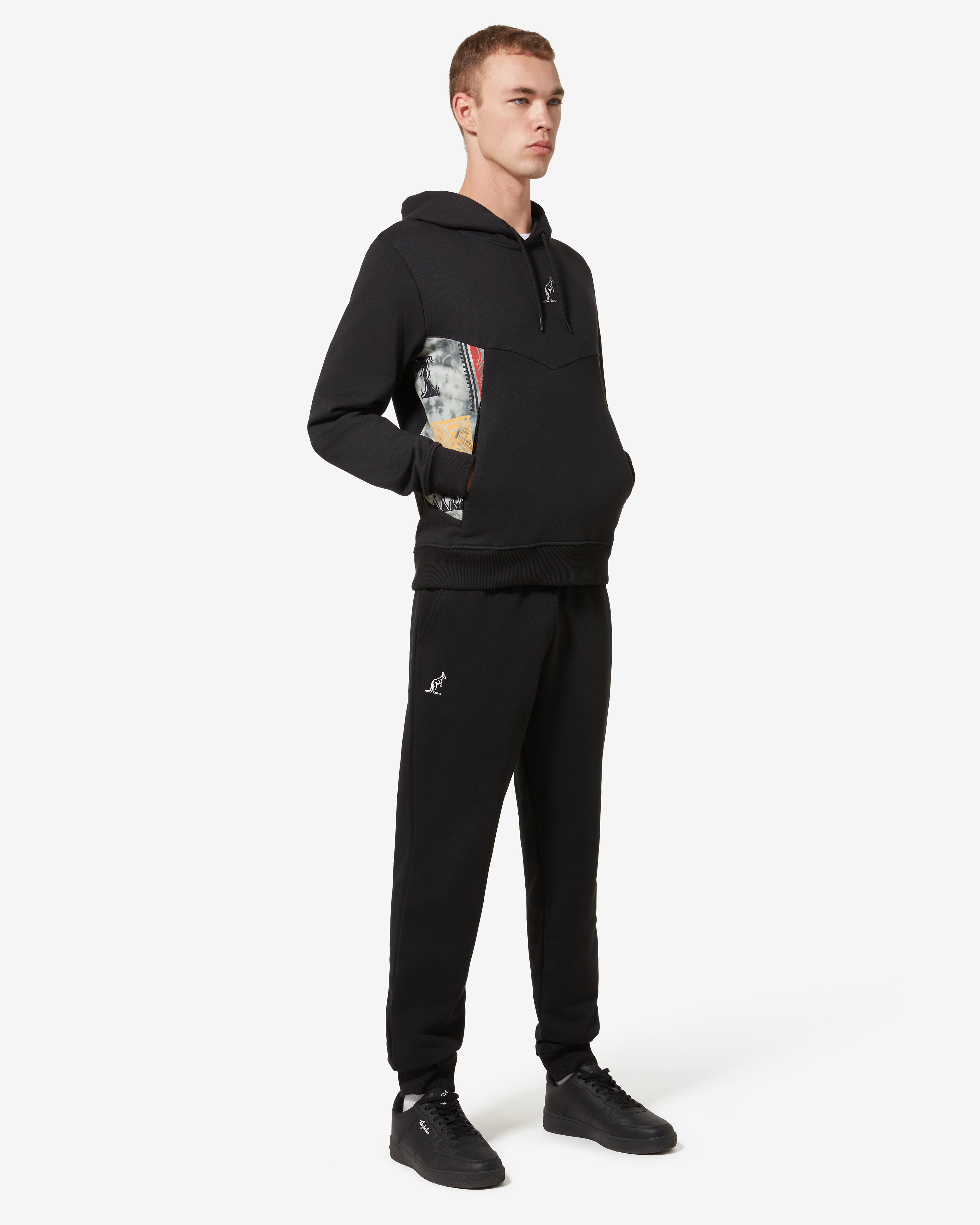 australian-ethnic-hoodie-felpa-con-cappuccio-nera-made-in-italy image 2