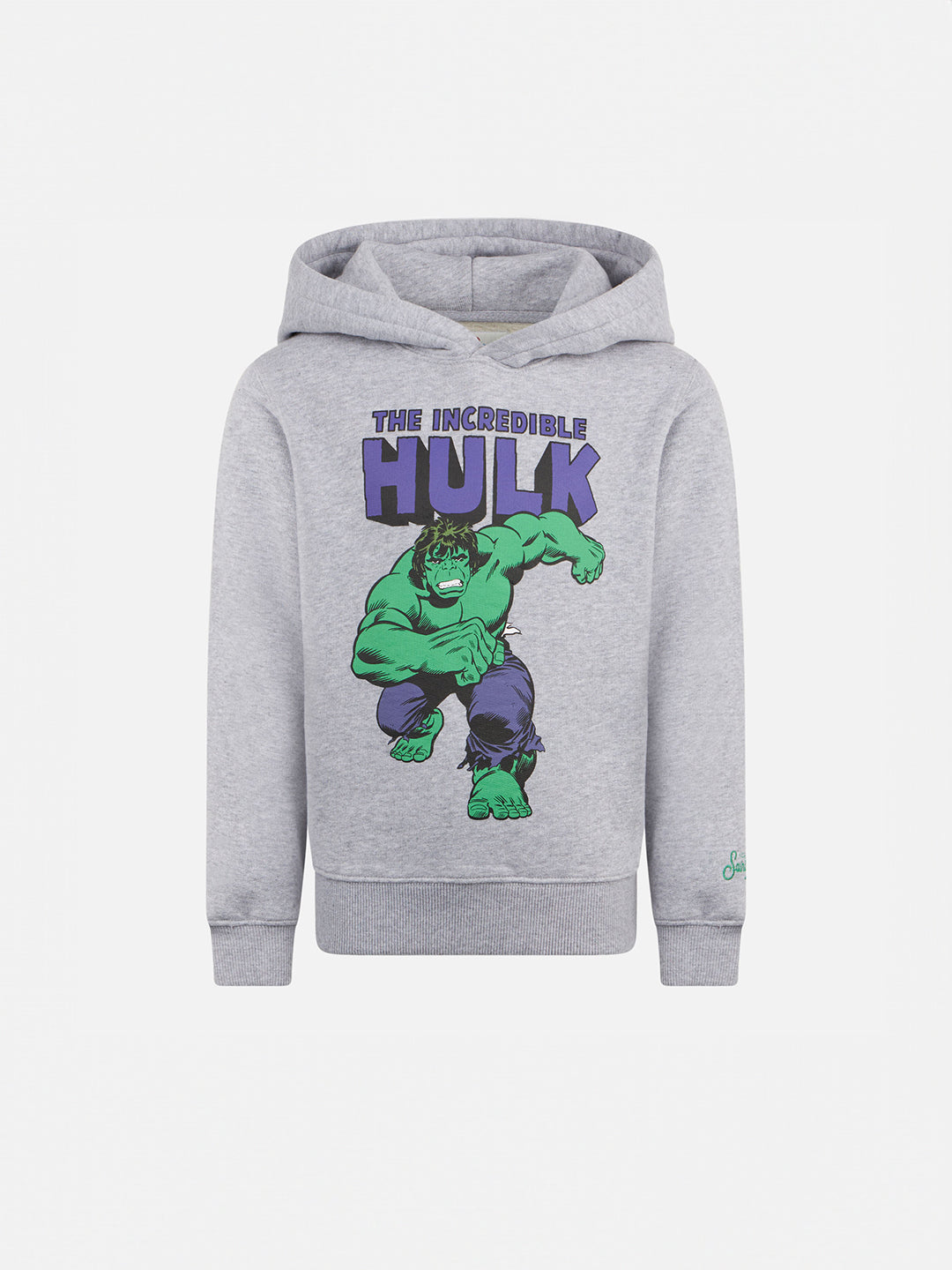mc2-saint-barth-felpa-bambino-con-cappuccio-marvel-the-incredible-hulk-grigia image 1