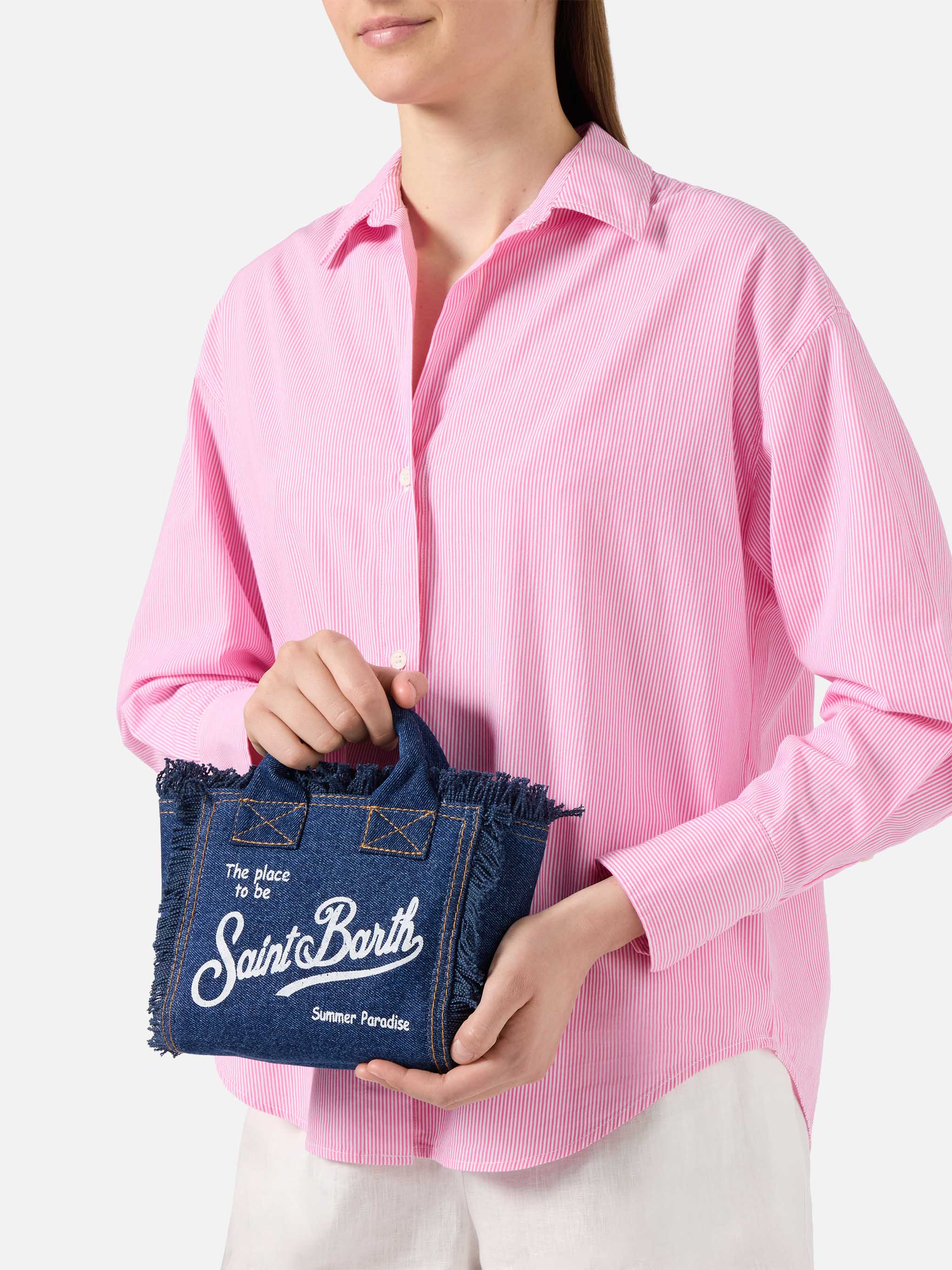 mc2-saint-barth-borsa-vanity-mini-donna-in-denim-blu-scuro-con-frange image 2