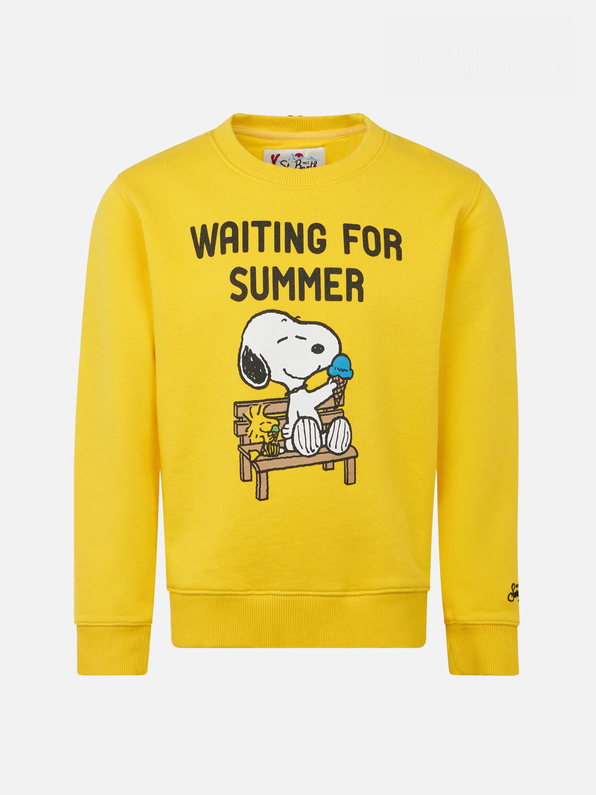 mc2-saint-barth-felpa-bambino-girocollo-gialla-snoopy-waiting-for-summer-edizion image 1