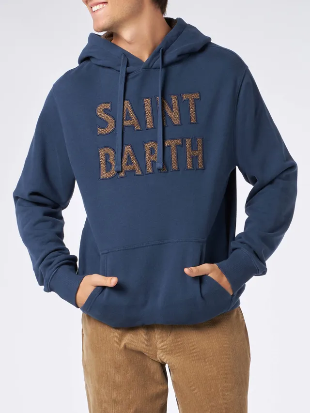 mc2-saint-barth-tribeca-felpa-uomo-con-cappuccio-blu-con-patch image 1
