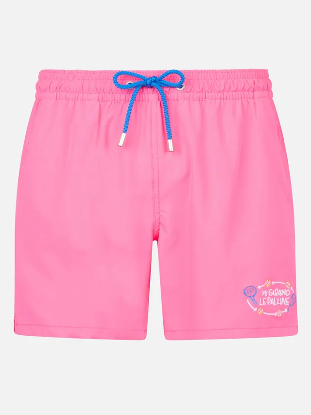 mc2-saint-barth-shorts-mare-comfort-rosa-fluo-con-ricamo-mi-girano-le-palline-sp image 1