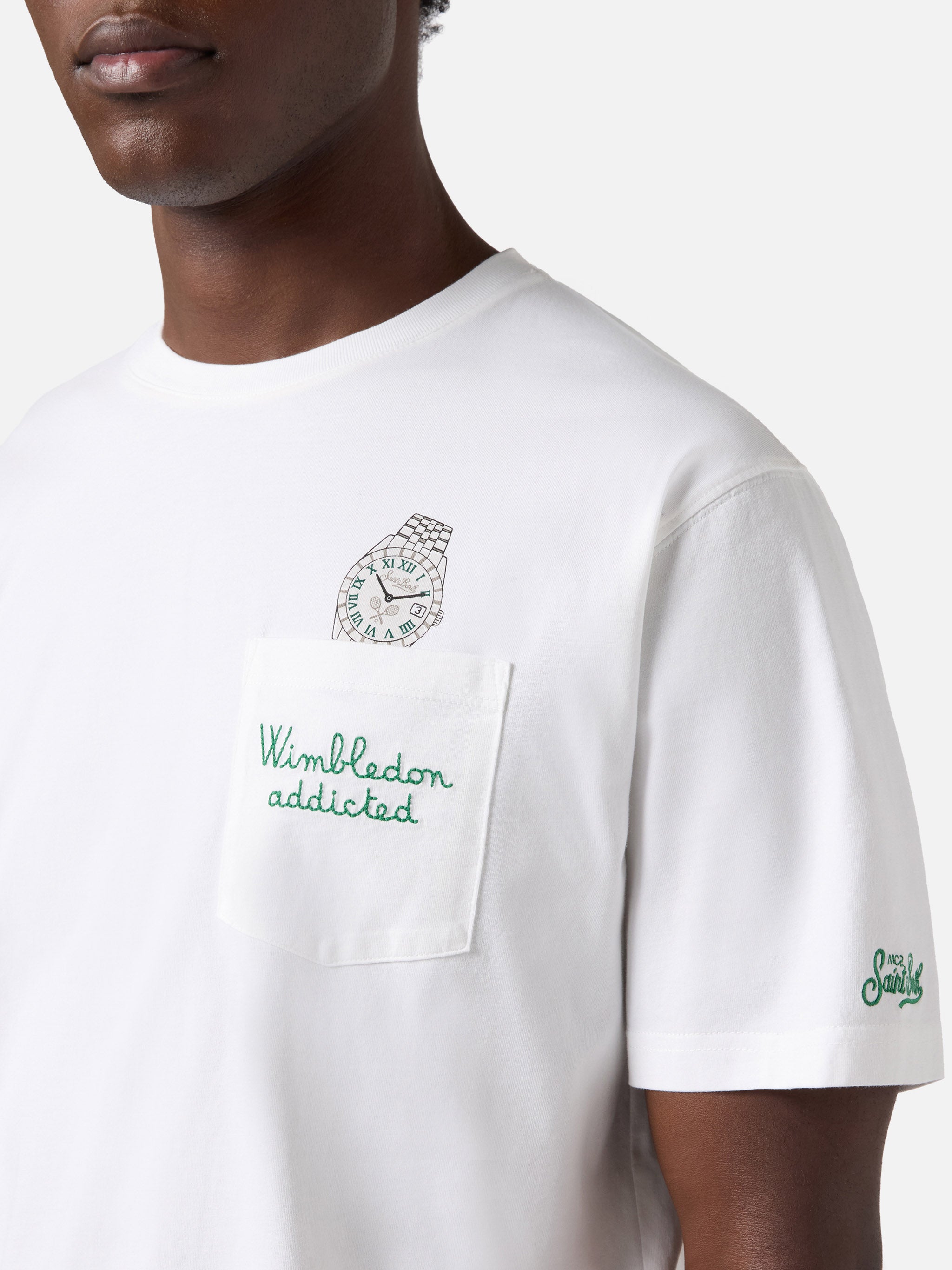 mc2-saint-barth-t-shirt-austin-in-puro-cotone-bianca-con-tasca-ricamo-wimbledon- image 2