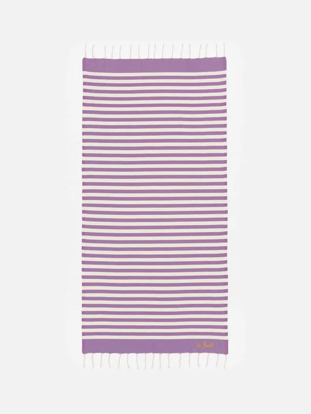 mc2-saint-barth-fouta-in-cotone-telo-da-spiaggia-con-stampa-a-righe-viola image 1