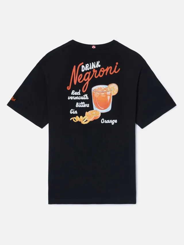 t-shirt-portland-nera-con-illustrazione-negroni-drink-mc2-saint-barth image 1