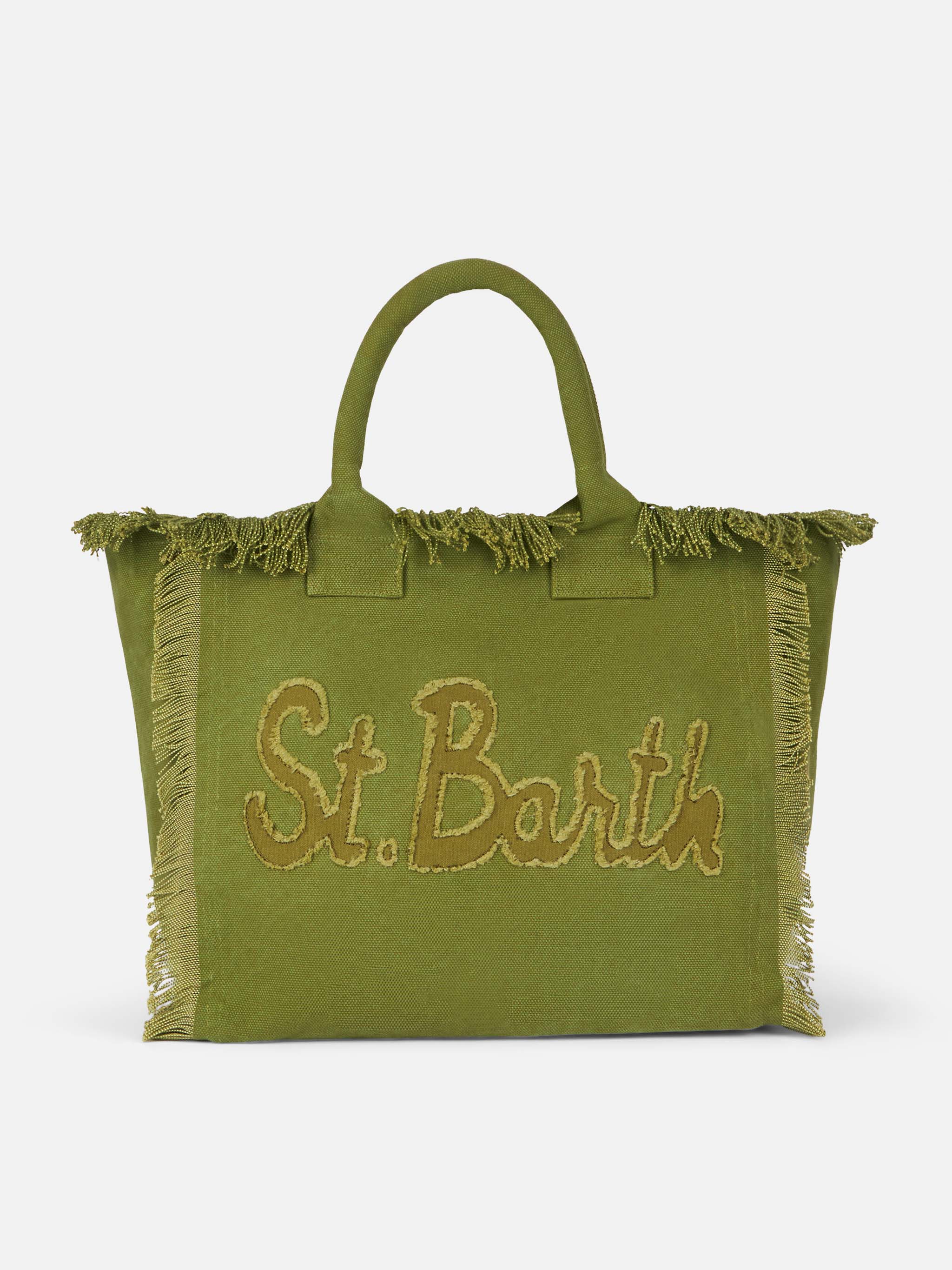 mc2-saint-barth-vanity-borsa-tote-in-tela-di-cotone-verde-militare-con-toppa-log image 4