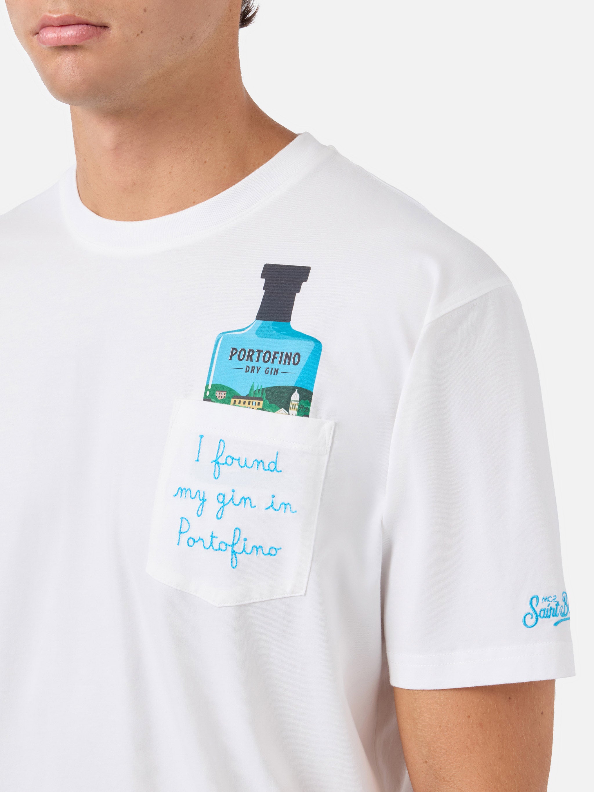 mc2-saint-barth-austin-t-shirt-uomo-bianca-cotone-stampa-portofino-gin-special-e image 3