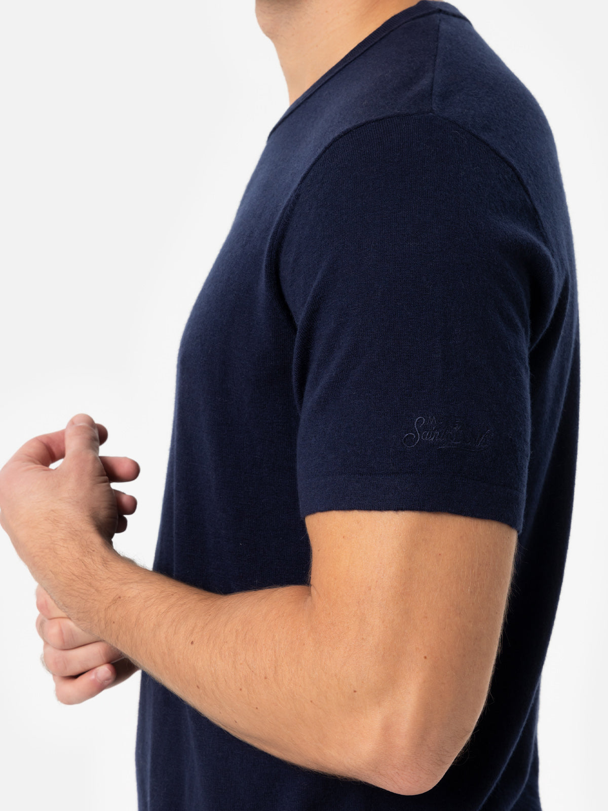 mc2-saint-barth-scott-t-shirt-blu-navy-in-lana-merino-e-cashmere image 3