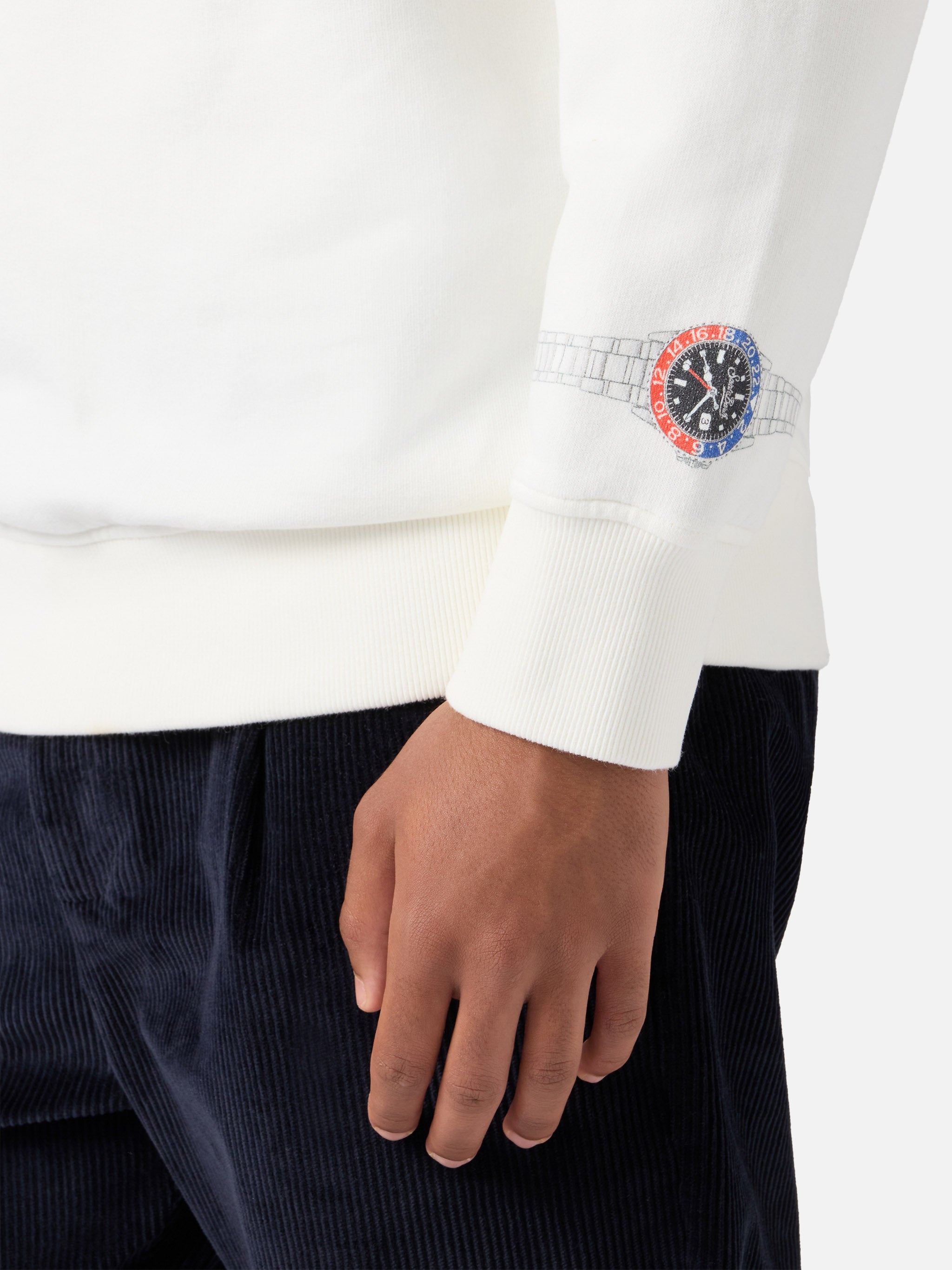mc2-saint-barth-soho-felpa-uomo-cotone-bianca-orologio image 3