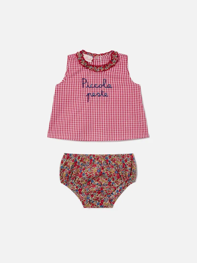 mc2-saint-barth-abbie-set-neonata-scamiciato-copripannolino-rosso-liberty image 1