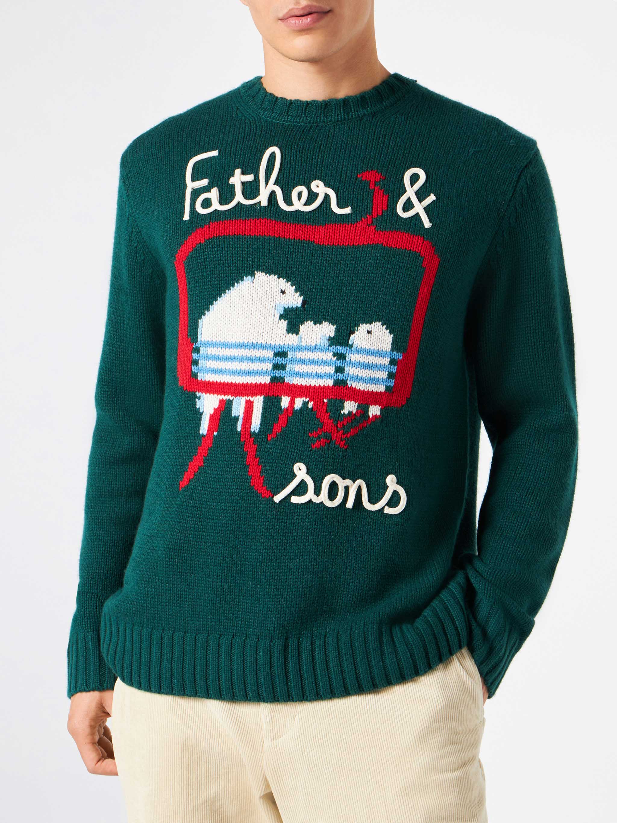mc2-saint-barth-bombardino-maglia-uomo-verde-misto-cashmere-ricamo-bears image 1