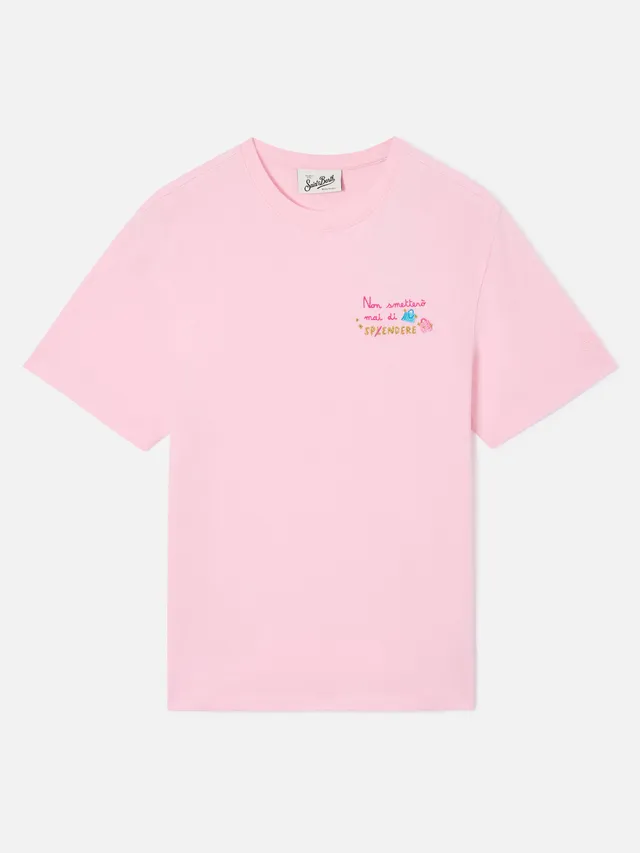 mc2-saint-barth-emilie-t-shirt-donna-rosa-cotone-organico-ricamo-non-spendere image 1